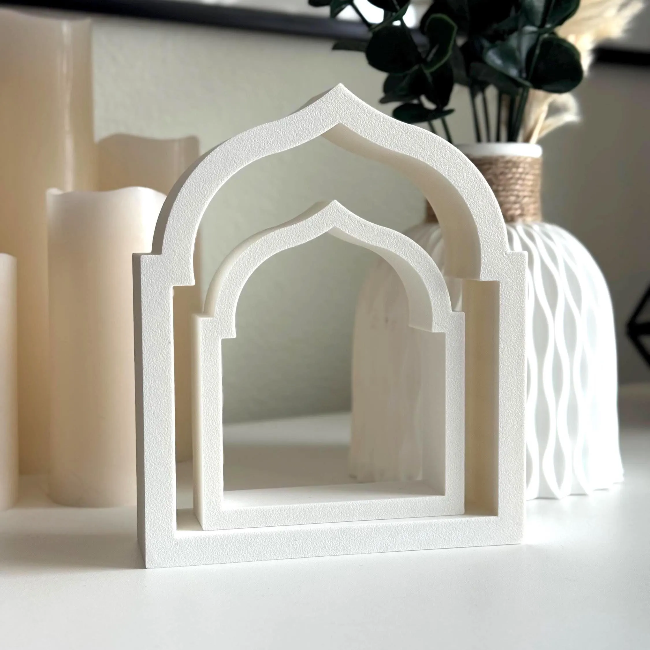 Islamic Arch Decor 2-Piece | Masjid Inspired Home Accent | Minimal Muslim Home Decor | Ramadan Eid Shelf Decoration - image 3