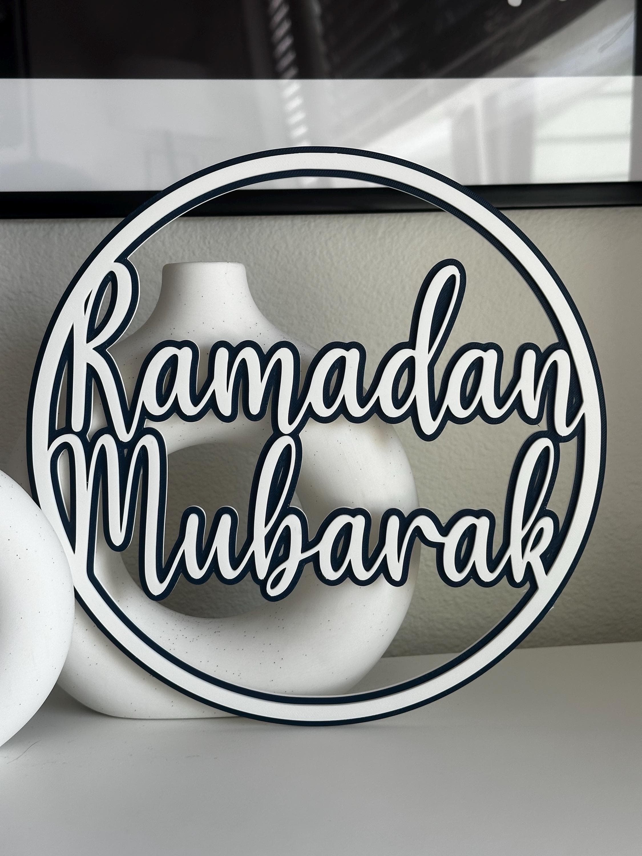 Ramadan Mubarak Door Sign | Islamic Ramadan Wall Decor | Muslim Home Decoration | Eid Mubarak Circle Sign