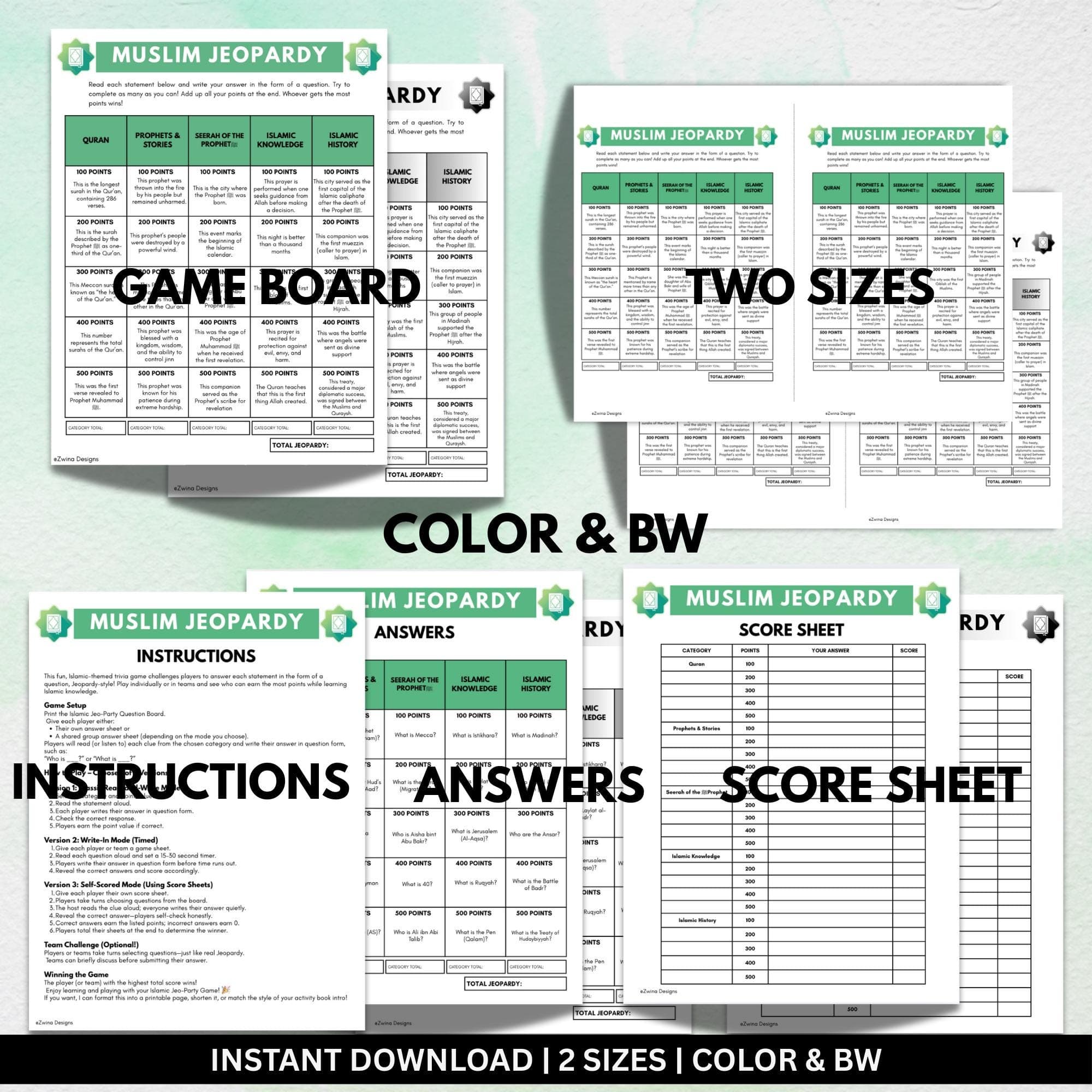 Islamic Jeopardy Game | Fun Ramadan Activity for Kids and Adults | Islamic Printable | Digital Download. - image 5