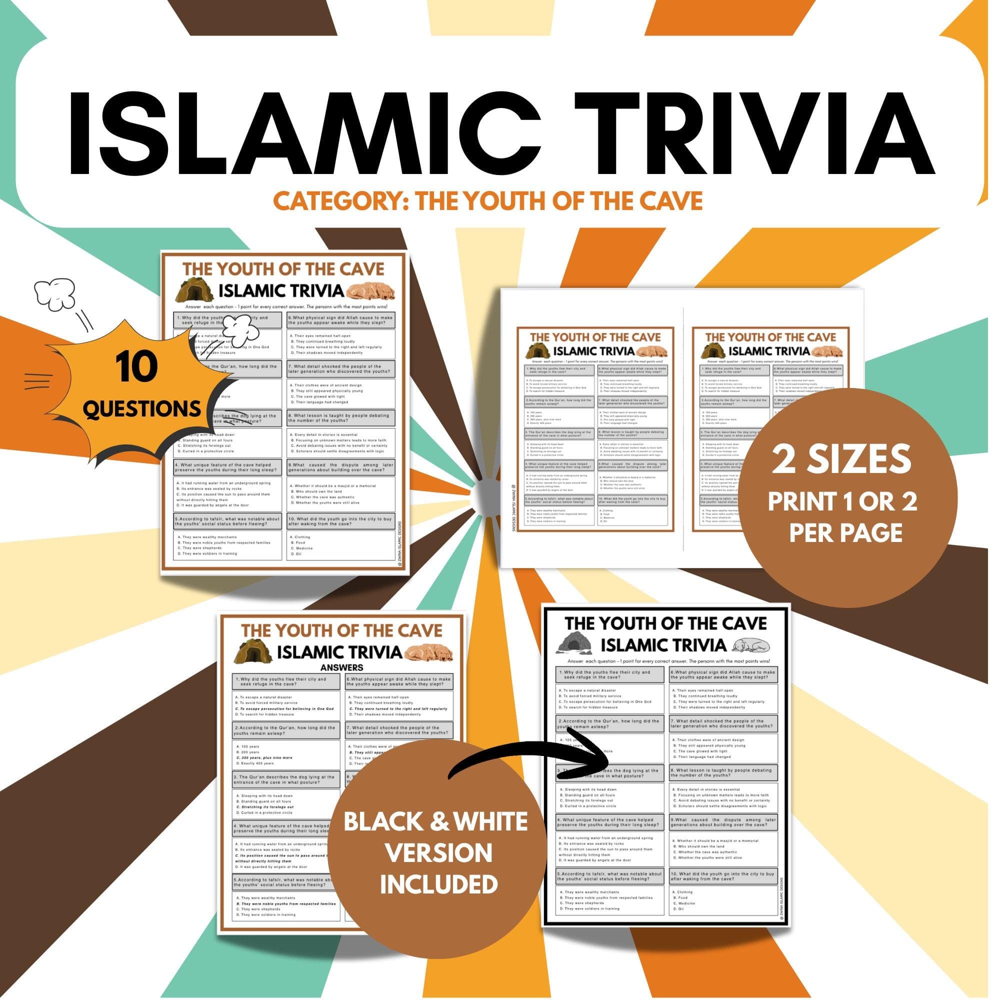 Youth of the Cave Islamic Trivia Game | Muslim Educational Game | Ramadan Activity | Islamic Printable for Kids & Adults | Digital Download - image 4