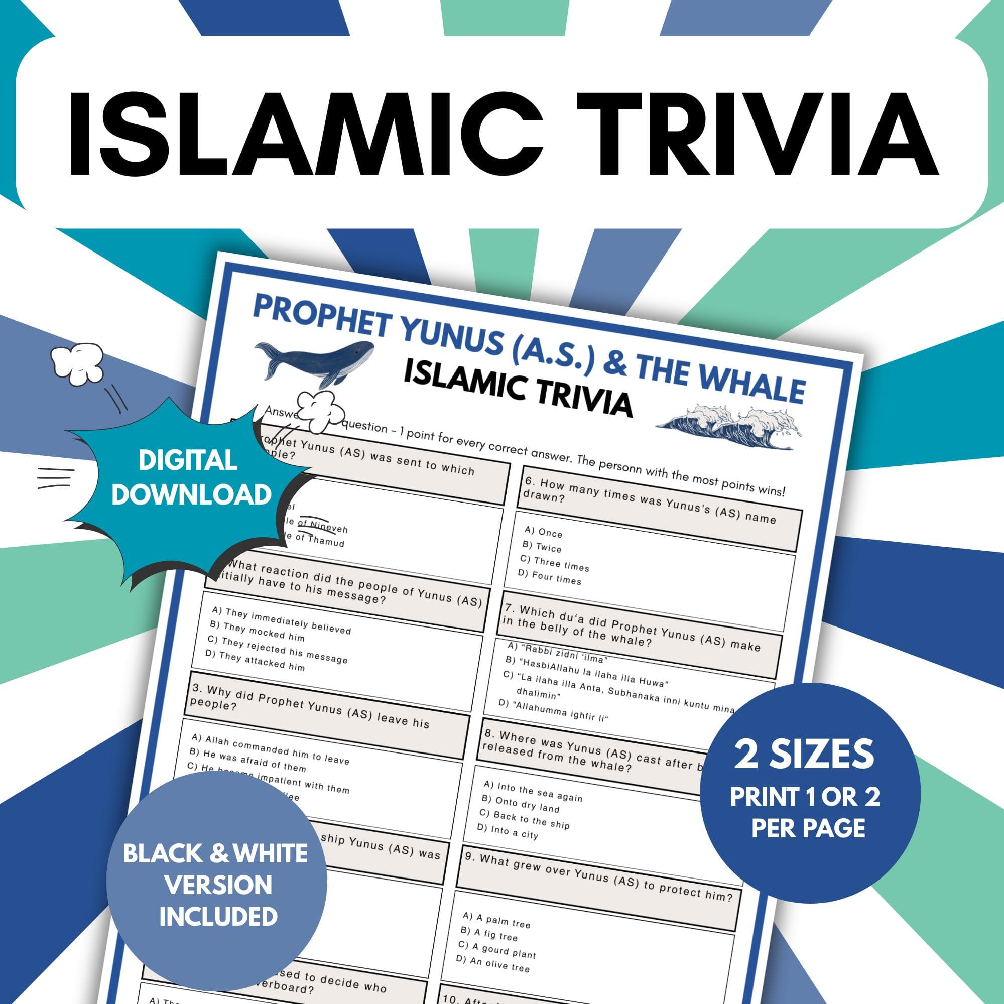 Prophet Yunus & the Whale Islamic Trivia Game | Muslim Game | Ramadan Activity | Islamic Printable for Kids, Youth and Adults | PDF Digital - image 3