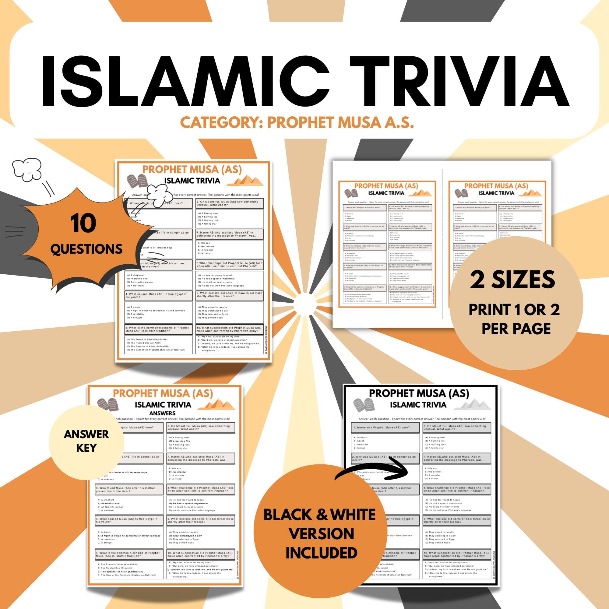 Prophet Musa (AS) Islamic Trivia Game | Muslim Game | Ramadan Activity | Islamic Printable for Kids, Youth and Adults | PDF Digital - image 4