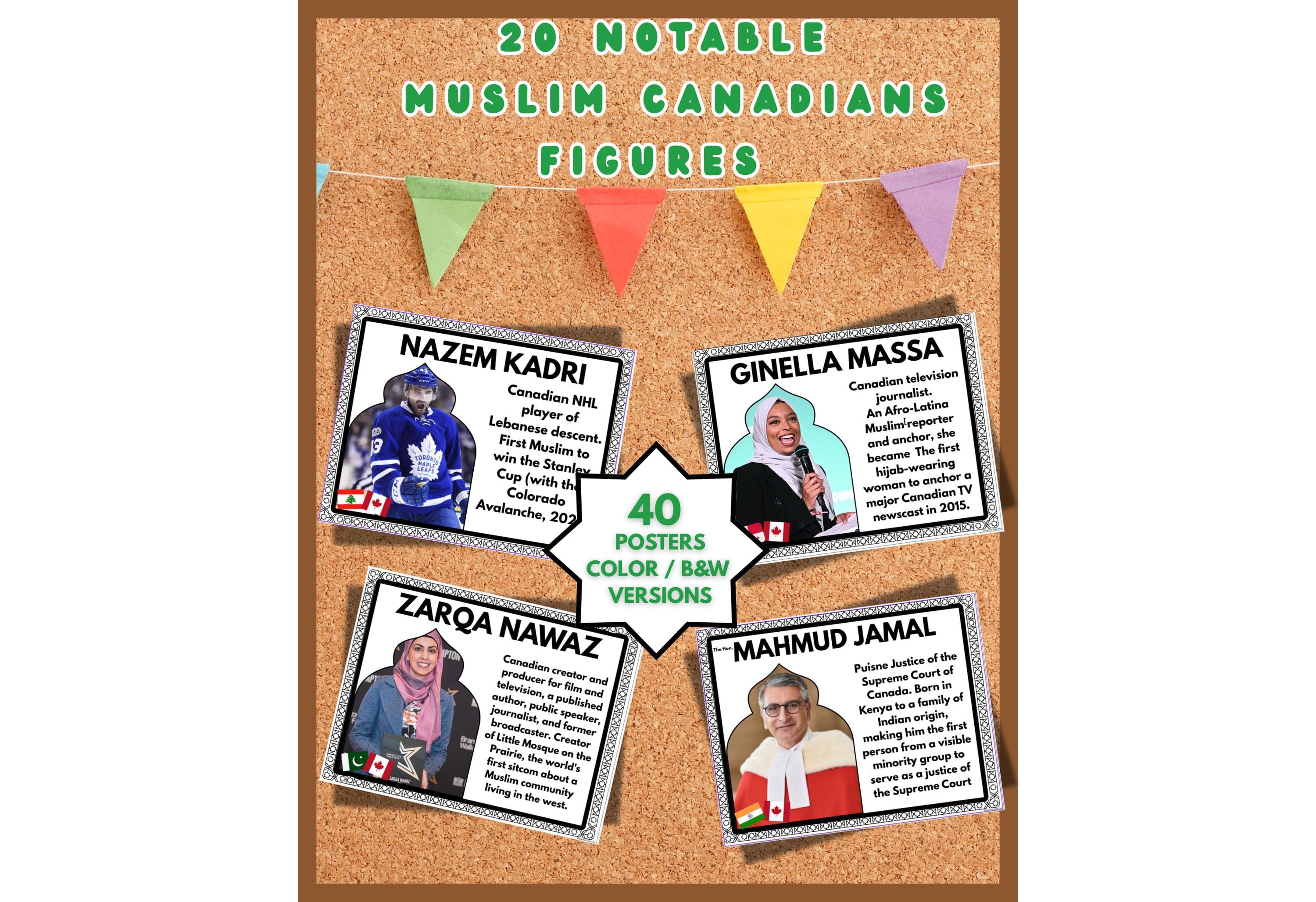 Notable Muslim Canadians | Islamic Heritage Month Bulletin Board | Famous Muslim History Classroom Decor | Inspirational Biographies Posters