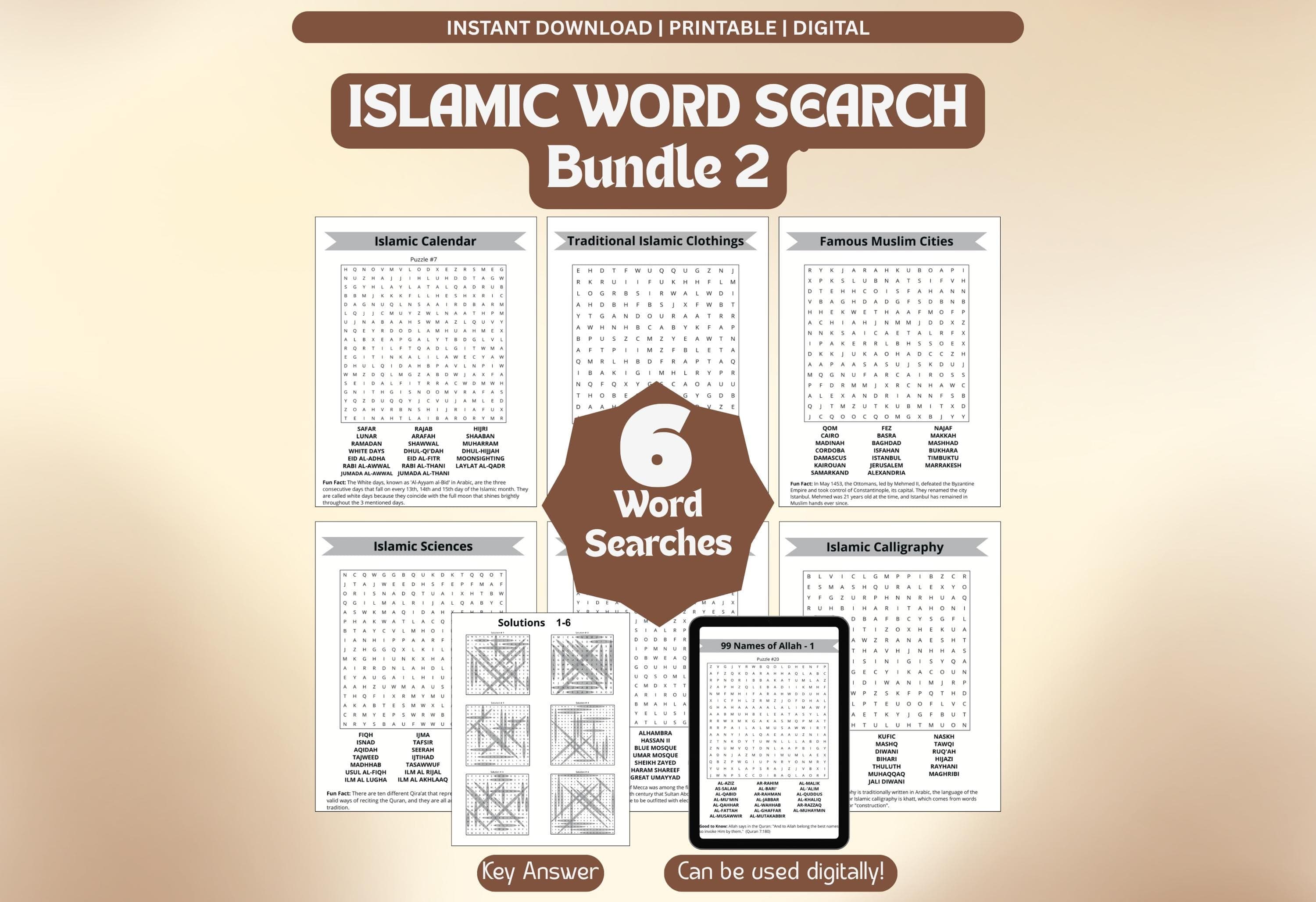 Islamic Word Search Bundle 2, Ramadan Activity, Islamic Printable, Islamic Game, Digital Download.