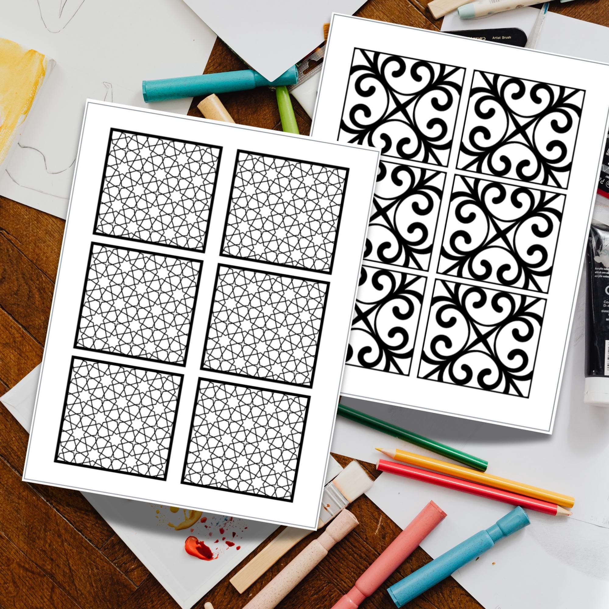 Moroccan Tile Coloring Pages | Islamic Geometric Patterns | Printable Digital (PDF & PNG) - image 5