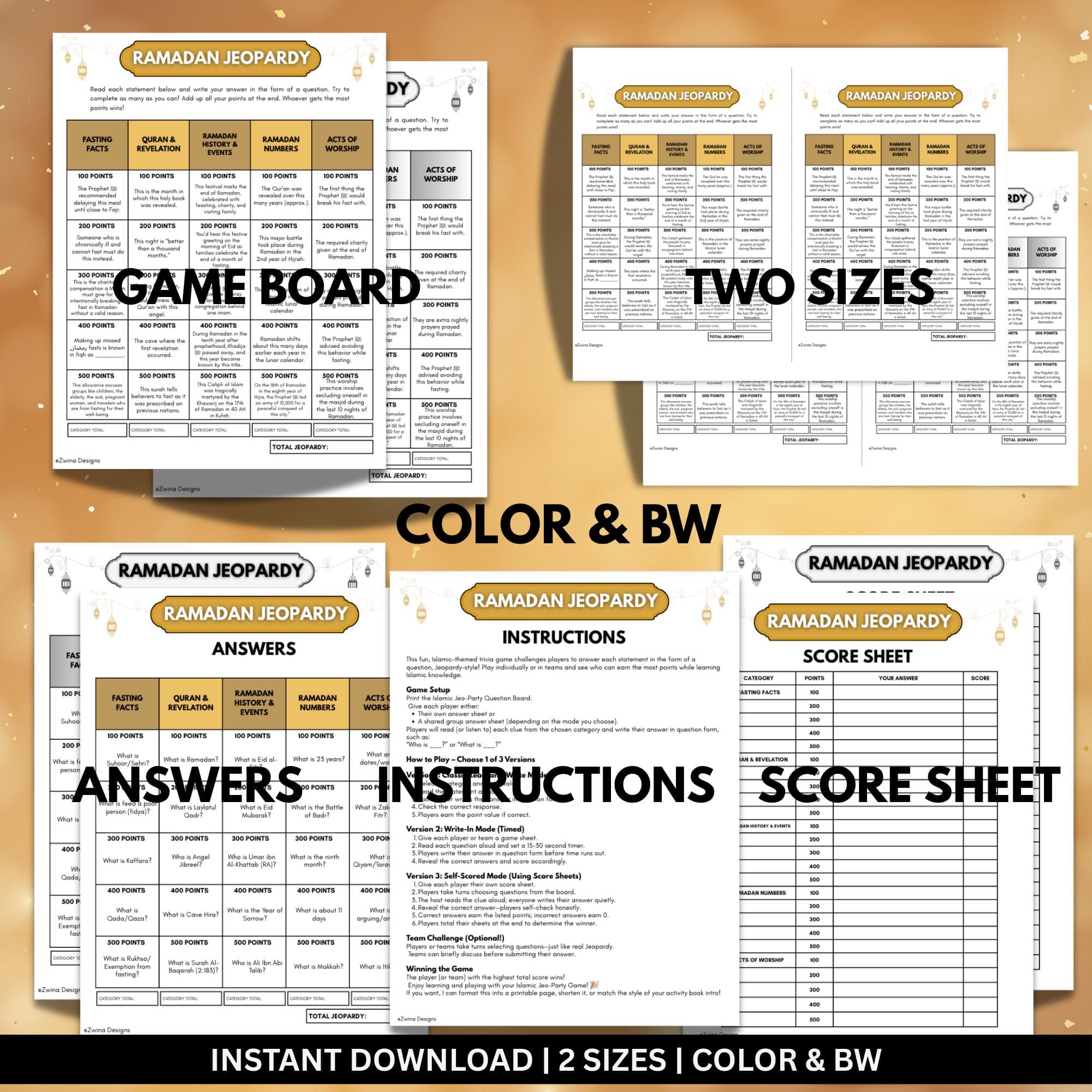 Ramadan Jeopardy Game | Islamic Trivia Game | Ramadan Activity | Islamic Printable for Kids & Adults | Digital Download - image 5