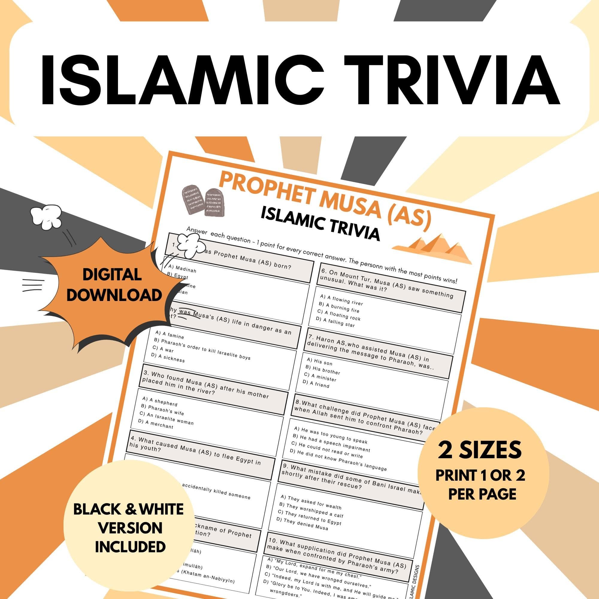 Prophet Musa (AS) Islamic Trivia Game | Muslim Game | Ramadan Activity | Islamic Printable for Kids, Youth and Adults | PDF Digital - image 3