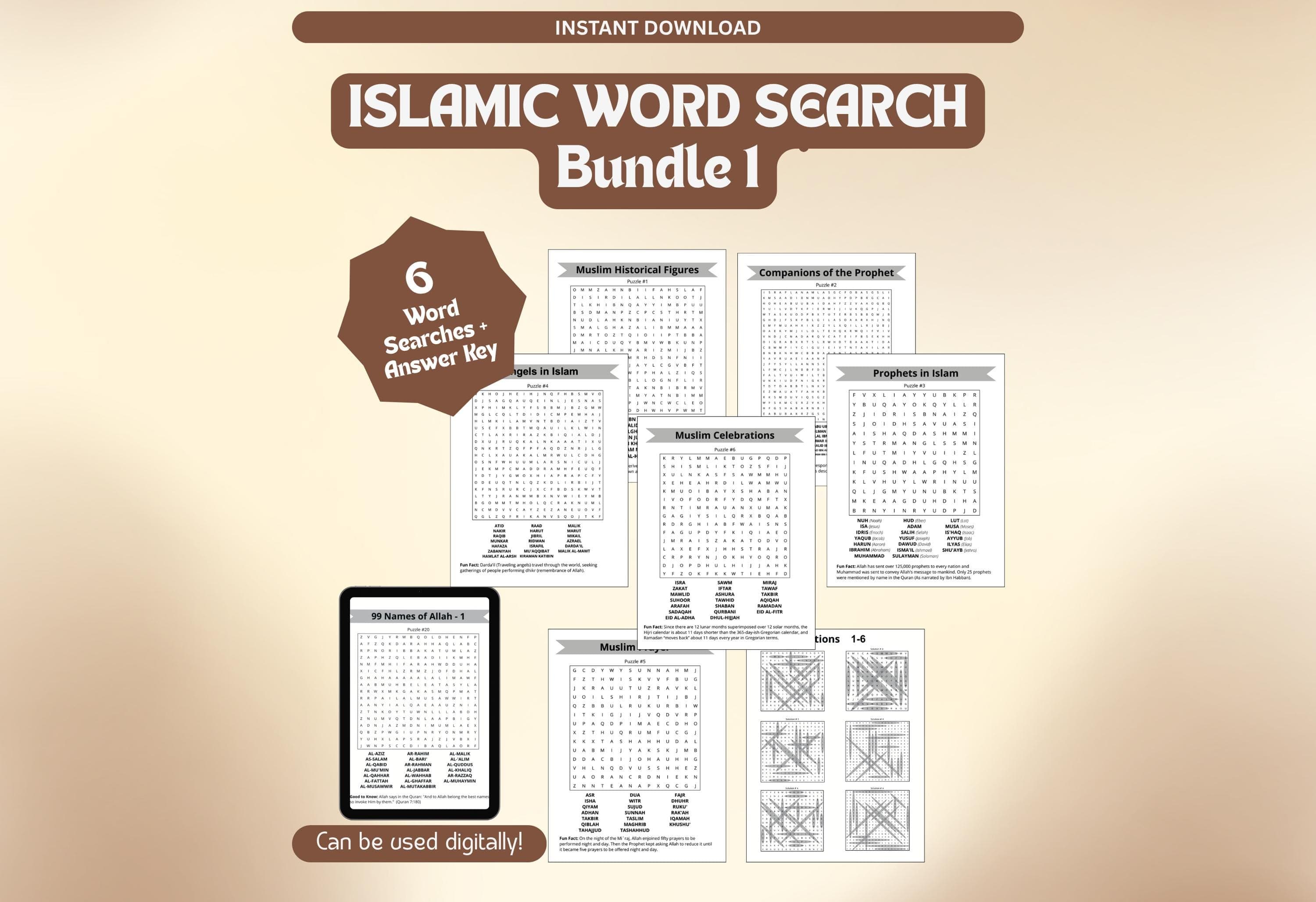Islamic Word Search Bundle 1, Ramadan Activity, Islamic printable, Islamic Game, Digital Download.