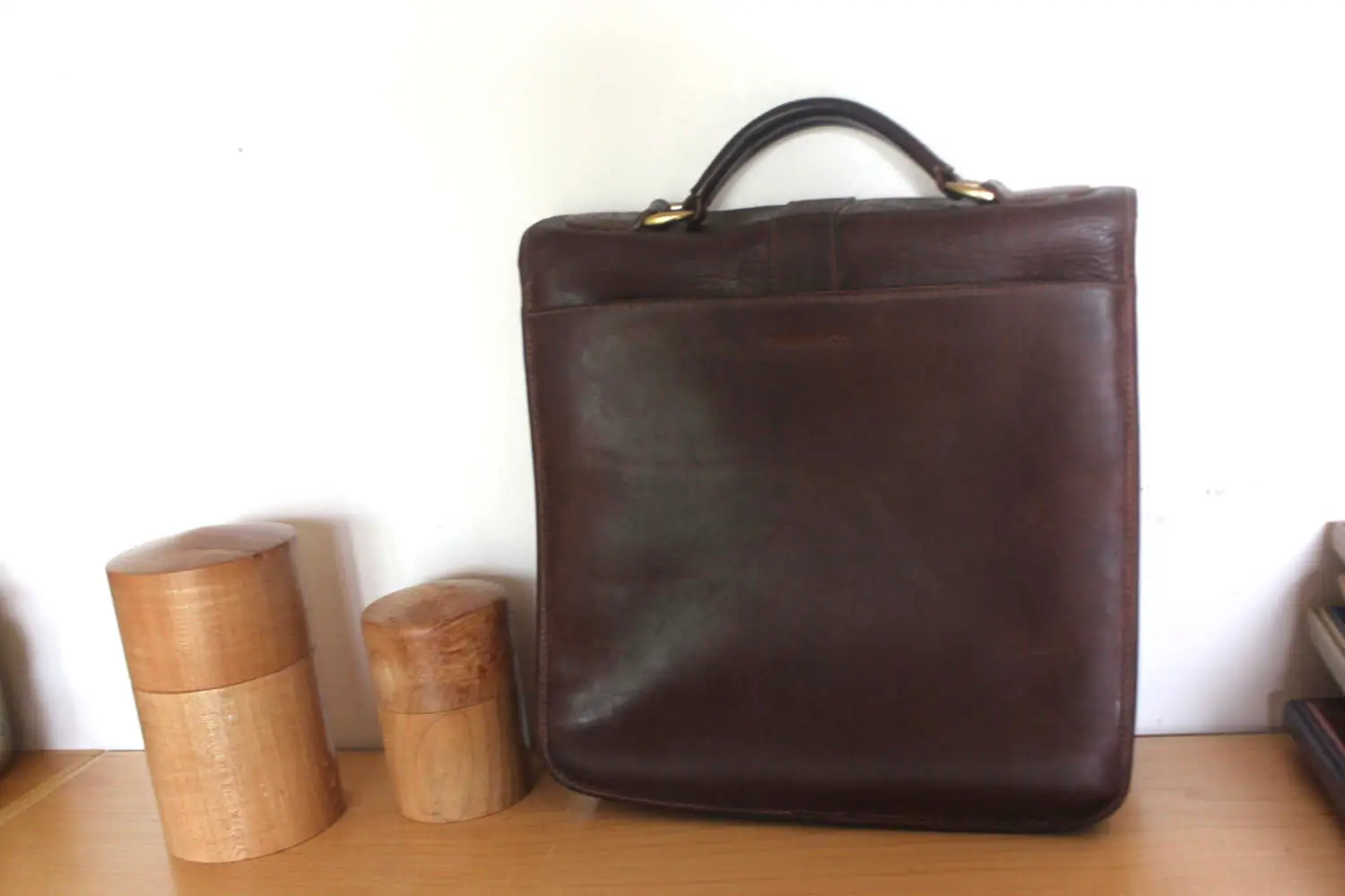 Vintage G.H. Bass Leather 11" Briefcase Organizer Bag - iPad Heavy Metal Zippers Organizer - image 3