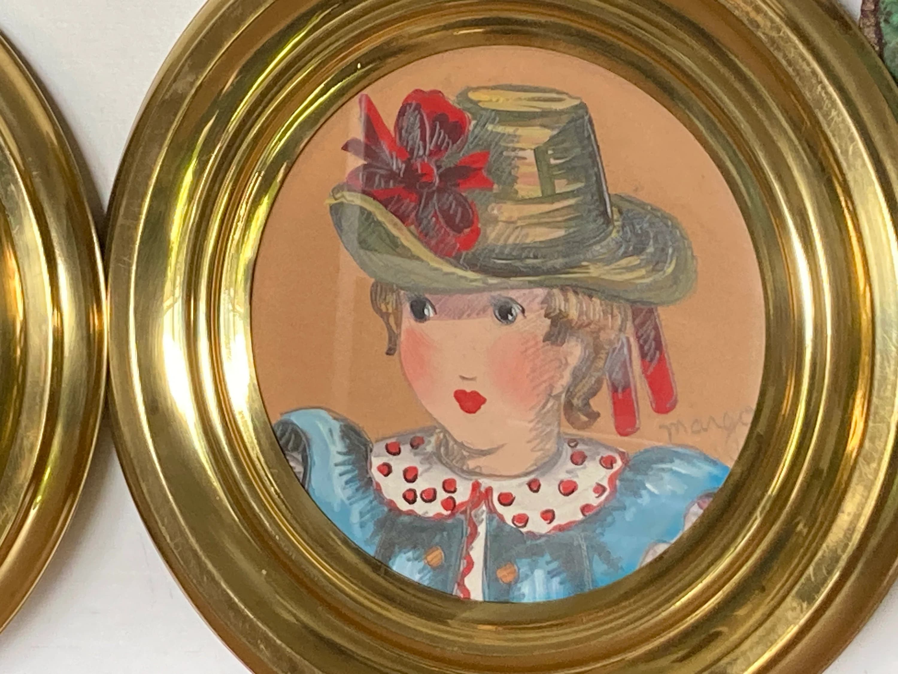1950s Margo Alexander Women Portraits Gouache - Pencil Signed Originals - image 5