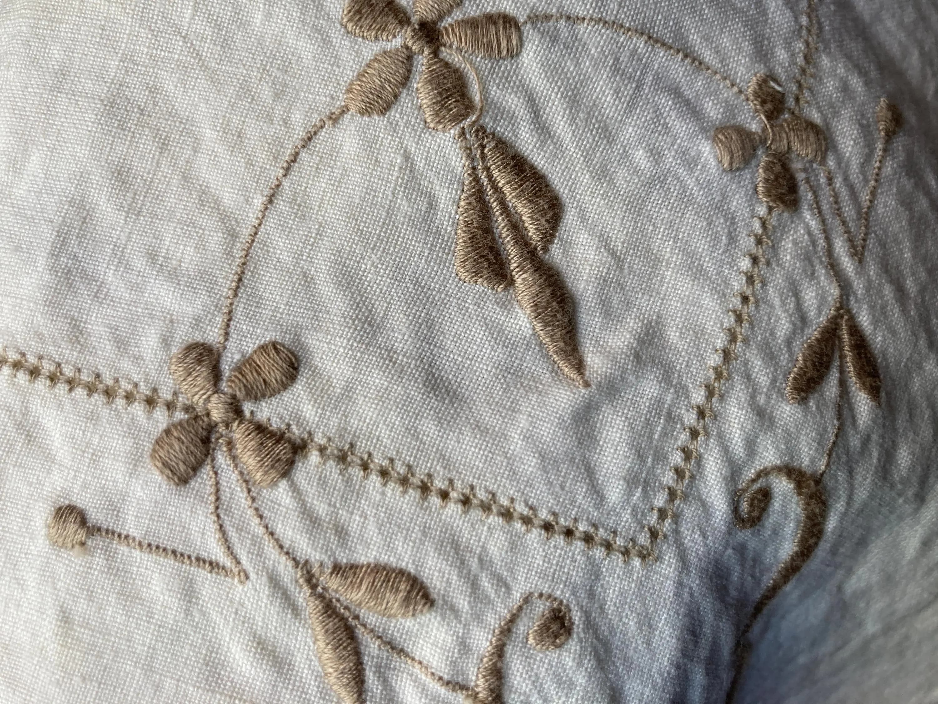 Vintage Delicate Embroidered Linen Table Cover - Table Cloth ~33" Square - image 4