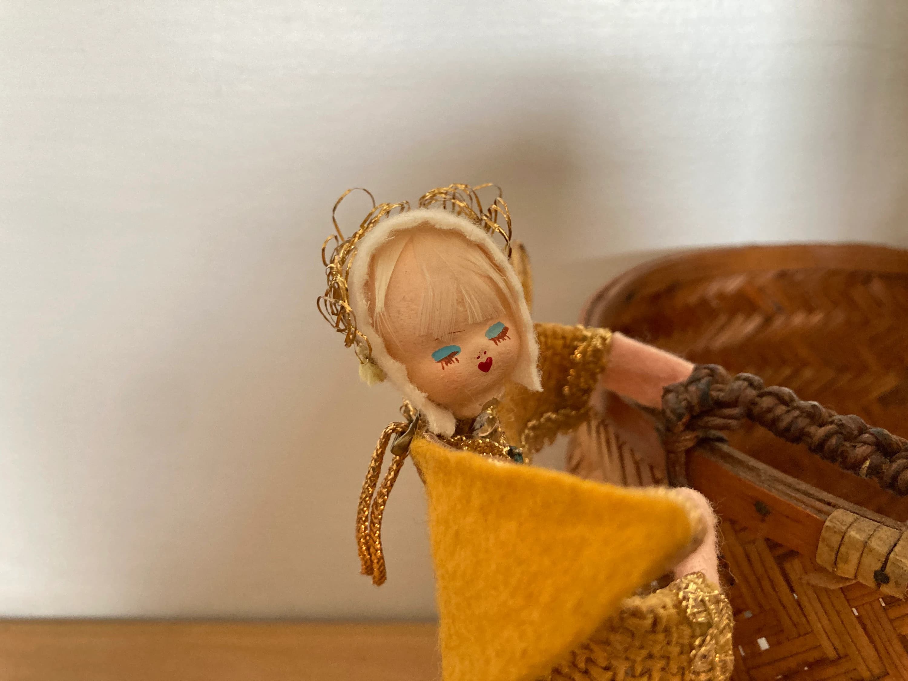 Sweet Burlap Angel with Aqua Rhinestones & Gold Metallic Rick Rack - image 4