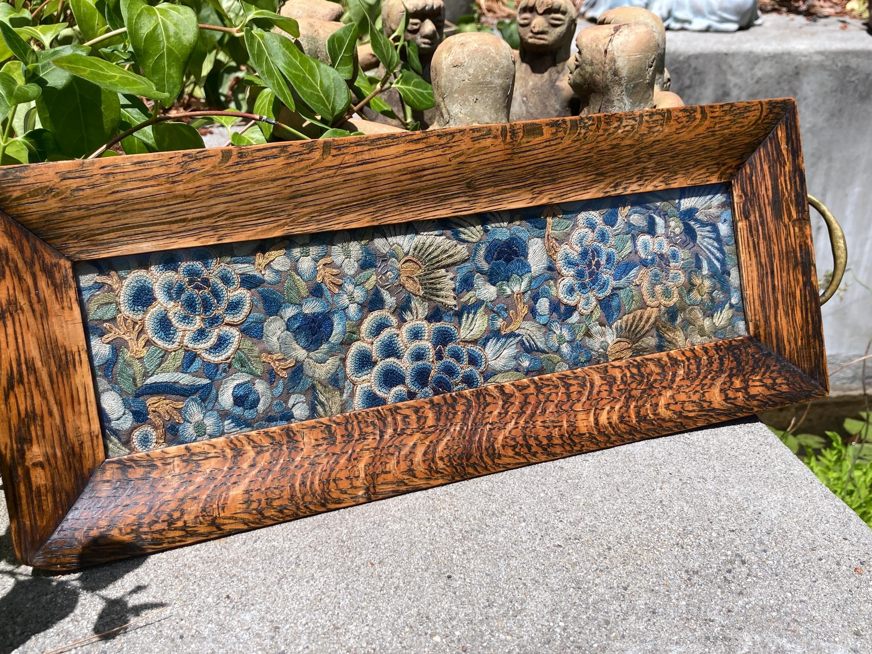Antique Chinese Embroidery Tray 16" - Vanity Tray - Shelf or Wall Decor - image 5