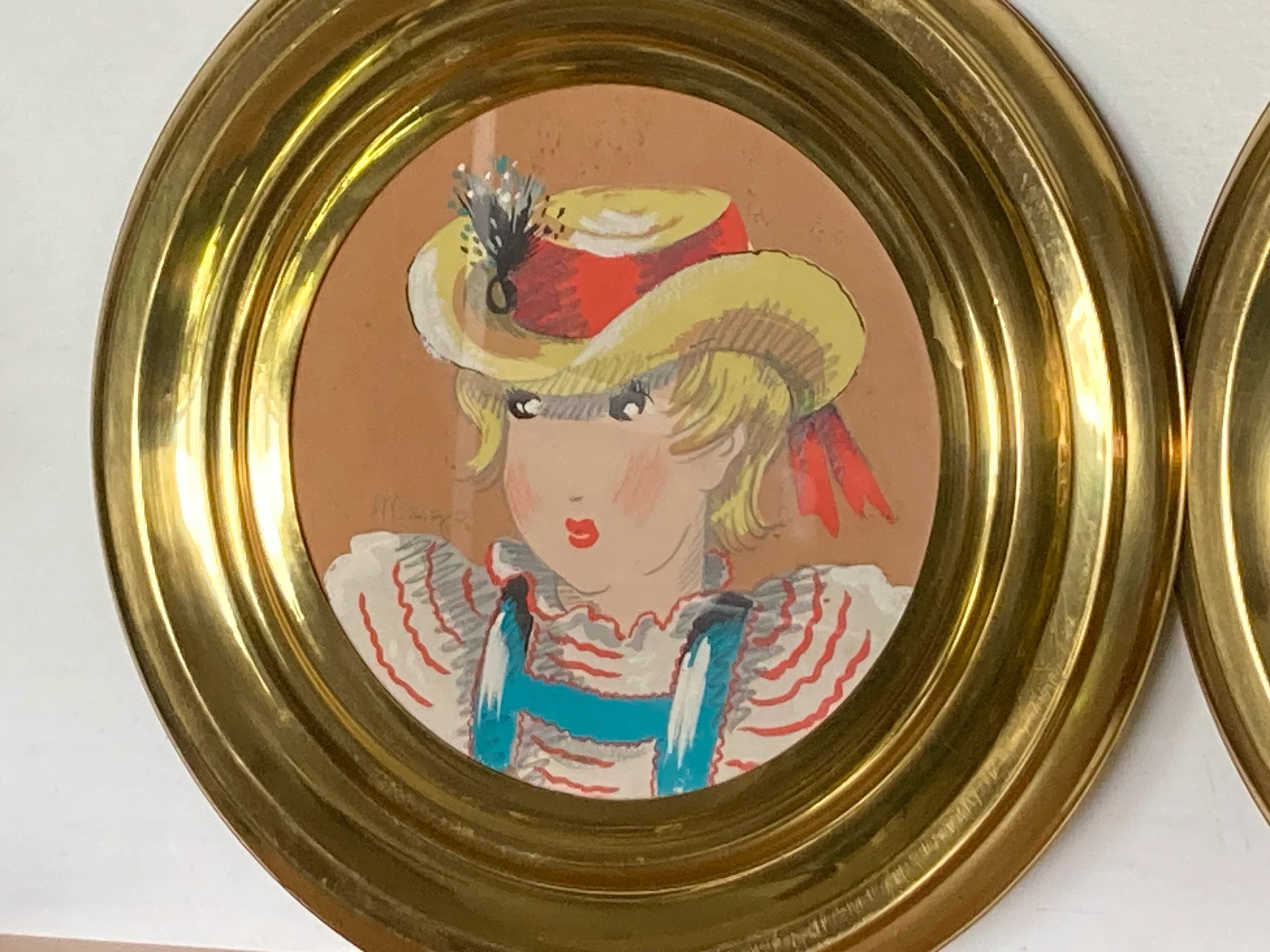 1950s Margo Alexander Women Portraits Gouache - Pencil Signed Originals - image 4