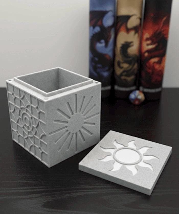 MTG EDH Inspired White Mana Deck Box | 3D Printed Magnetic Lid | Collectible Card Storage | Gamer Gift