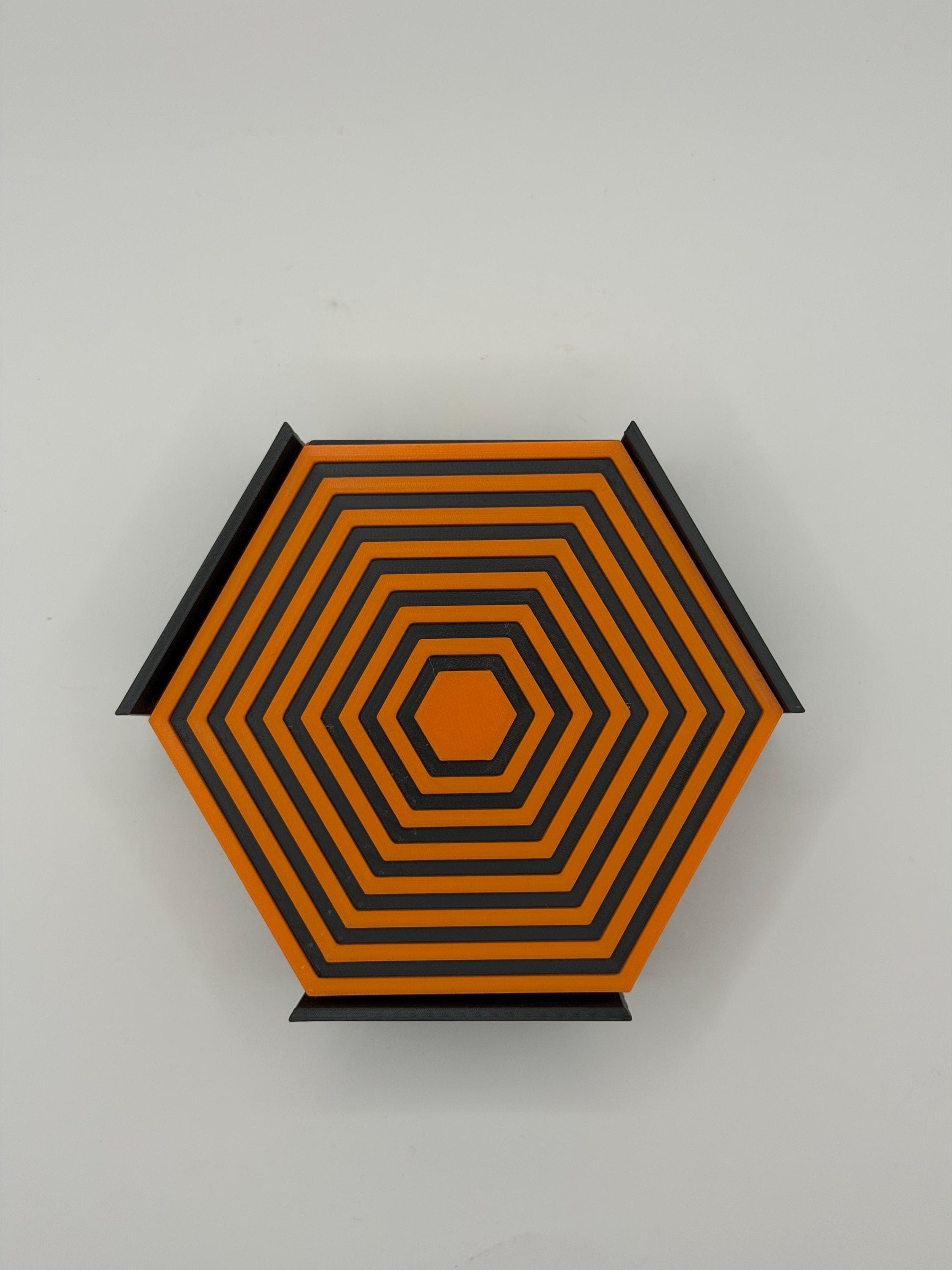 Unique Hexagon Coaster Set | Black & Orange Modern Coasters | Minimalist Drinkware for Coffee Table | Stylish Housewarming Gift - image 4