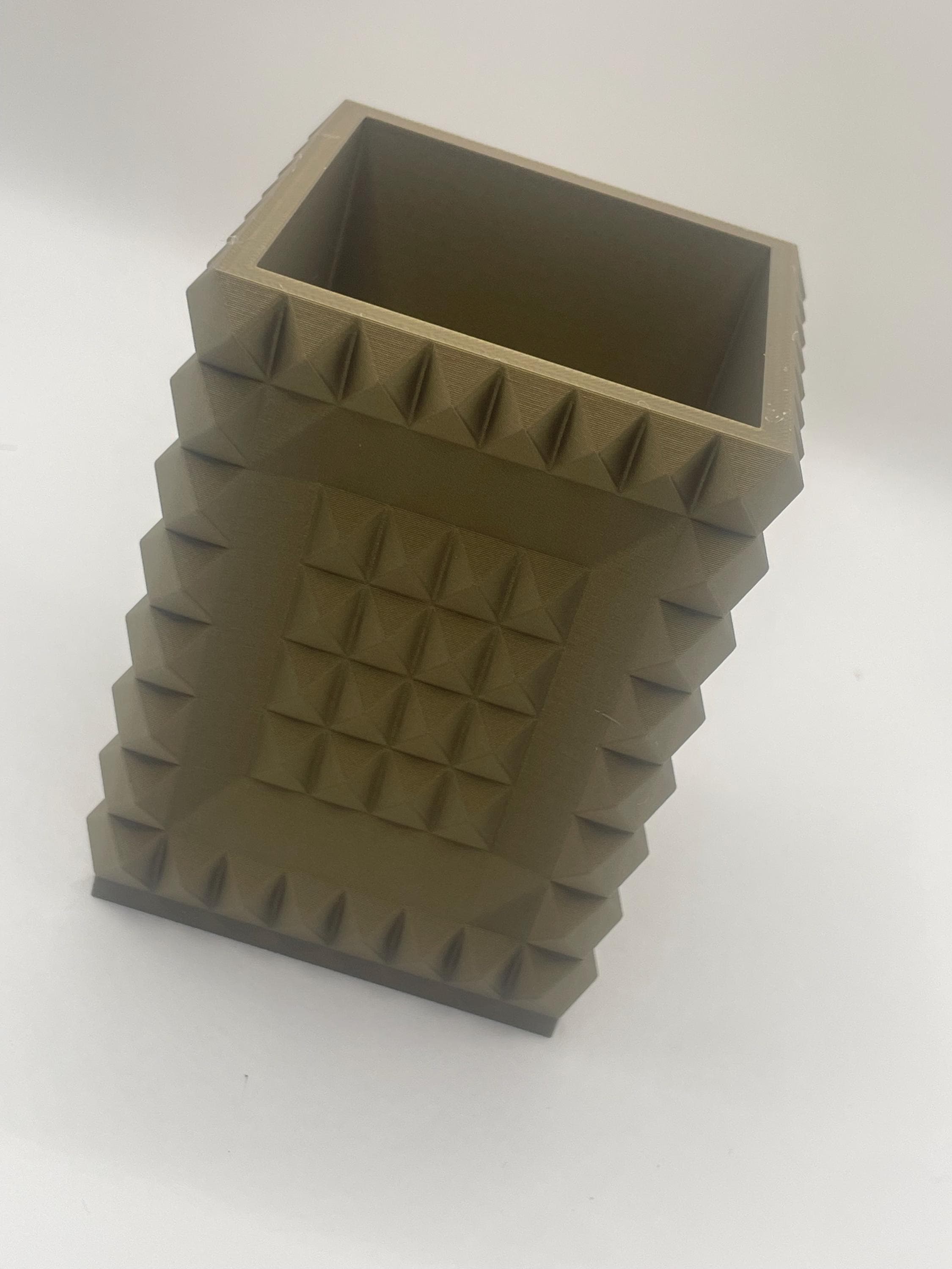 Studded Desk Organizer | Bronze Pen Holder for Office Decor | Unique Pyramid Texture Pencil Cup | Modern Workspace Accessory - image 3