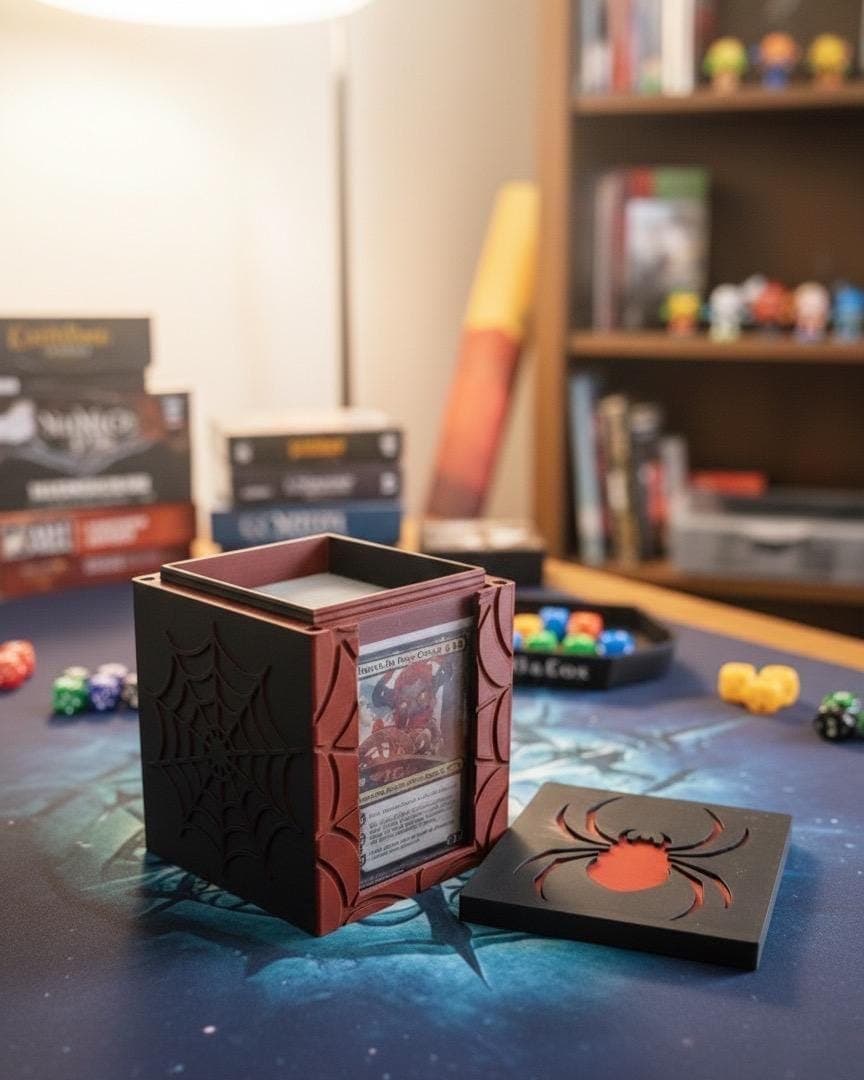 MTG EDH Deck Box | Spider Theme Deck Box  Commander Showcase Display Slot with Toploader | Magnetic Top Fantasy Gaming Cards Organizer