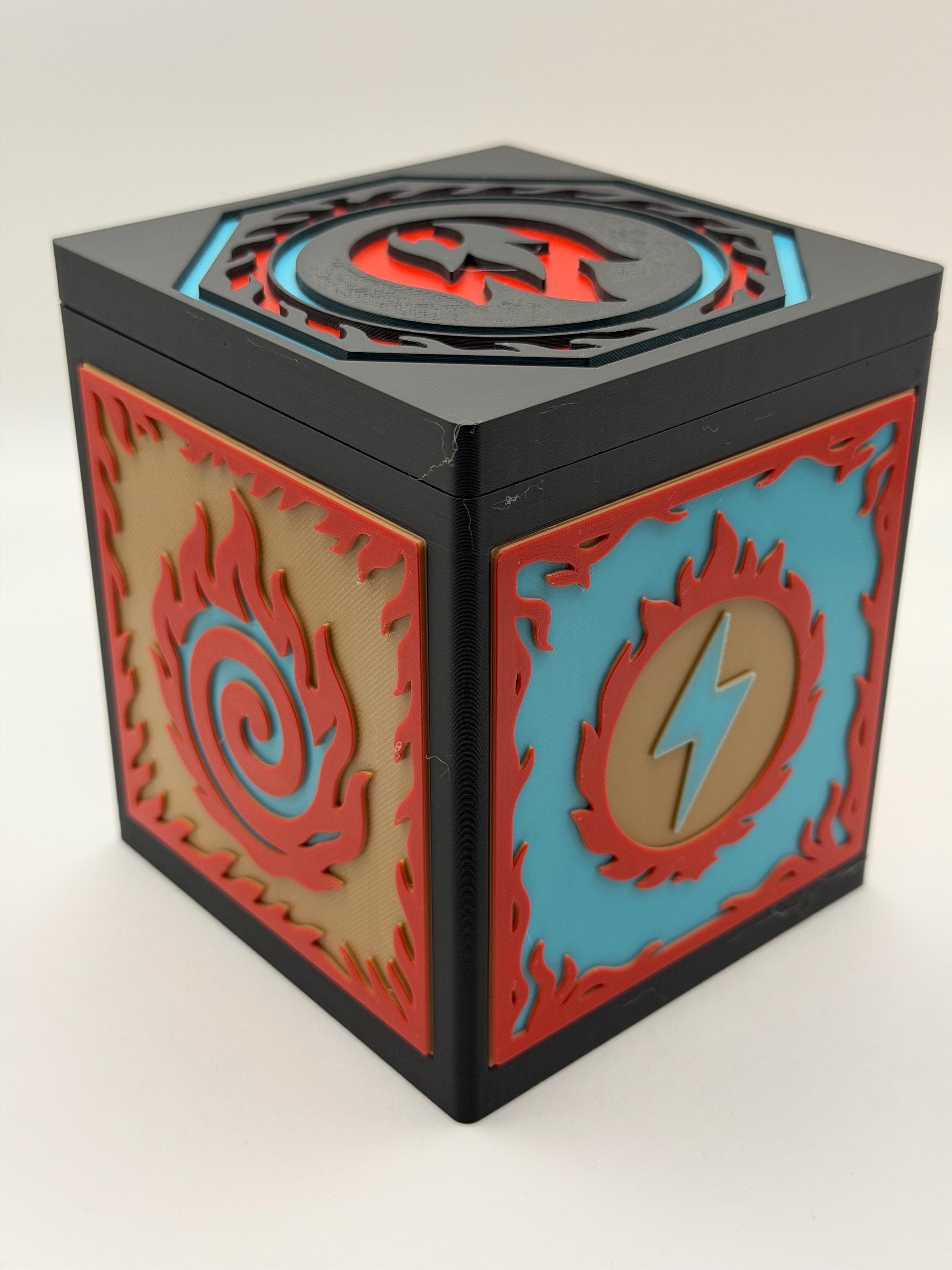 MTG EDH Fire Elemental Theme Deck Box | TCG Commander Showcase Display Slot with Toploader | Magnetic Top Fantasy Gaming Cards Organizer - image 5