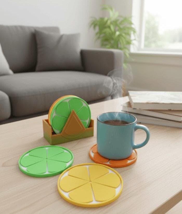 Citrus Coasters, Set of 6, Fruit Slice Coasters, Lemon Lime Orange Coaster Set, Unique Kitchen Decor, Gift for Her, Housewarming Gift