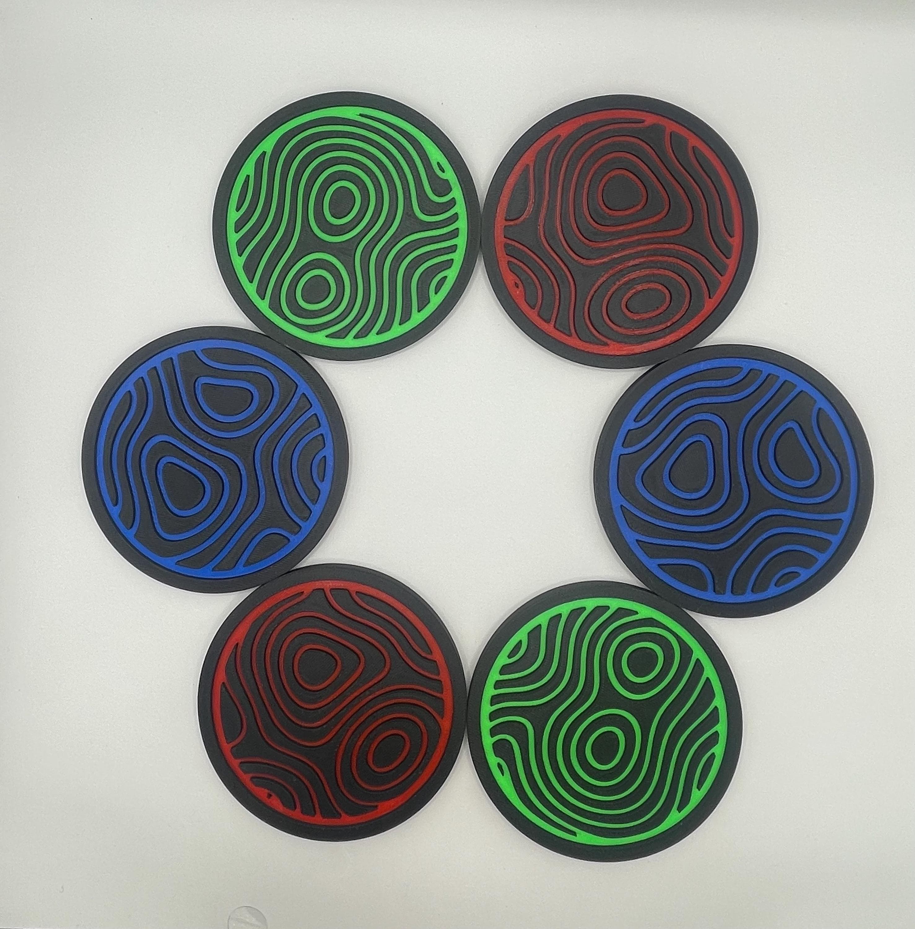 Abstract Coaster Set with Holder - 3d Printed Contour Map Drink Table Coaster For Housewarming Gifts - image 5
