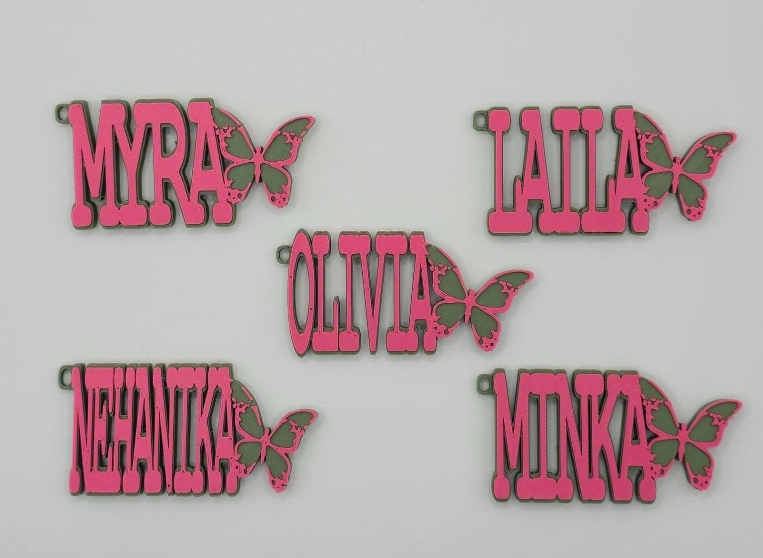 Personalized Keychain, Custom Name, Butterfly Charm, Gift for Girls, Backpack Tag, Nameplate Keychain, Cute Keychain - image 3