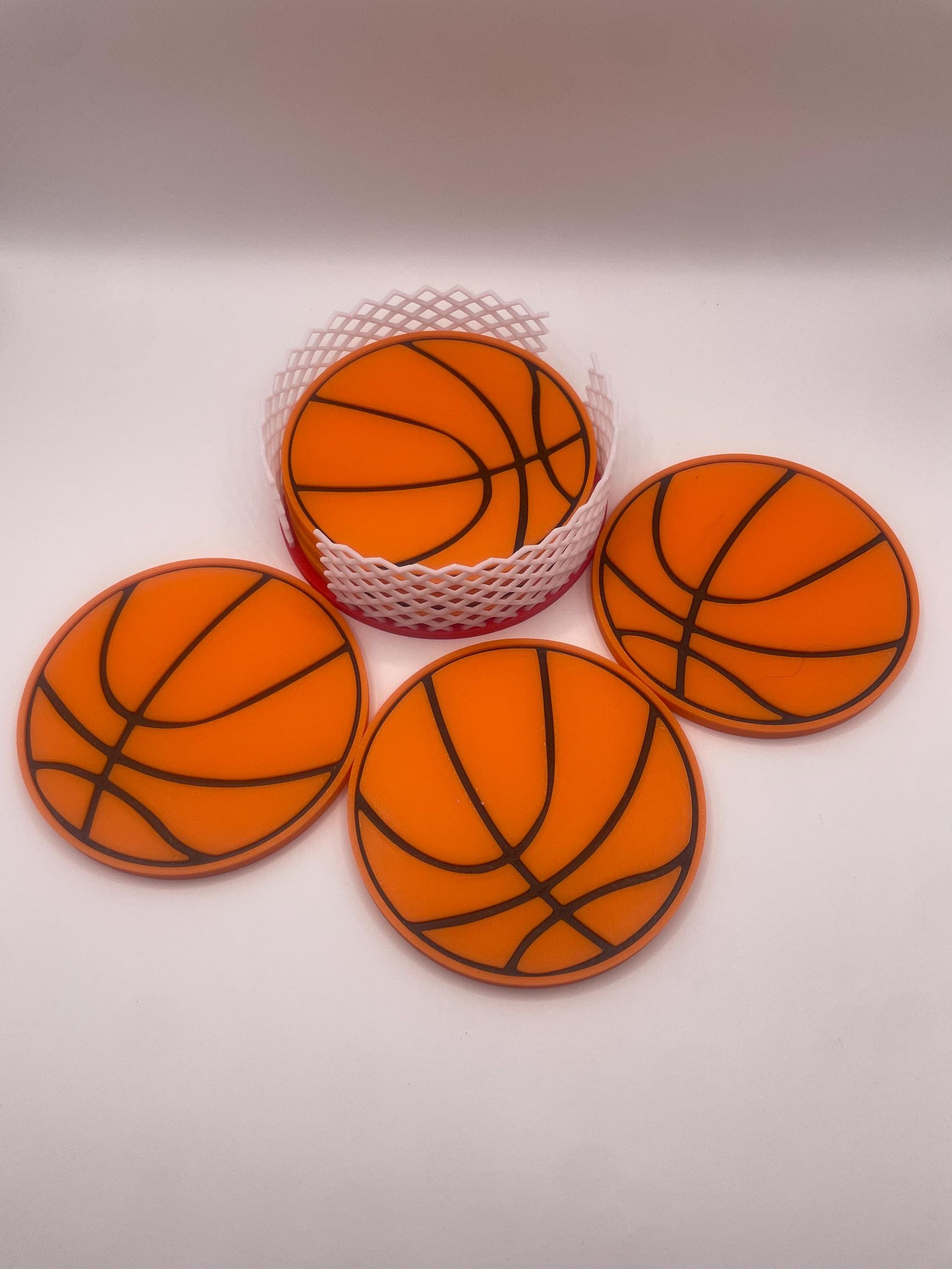 Basketball Coasters 3D Printed Set of 6 - Sports Decor - Gift for Him - Basketball Fan Gift