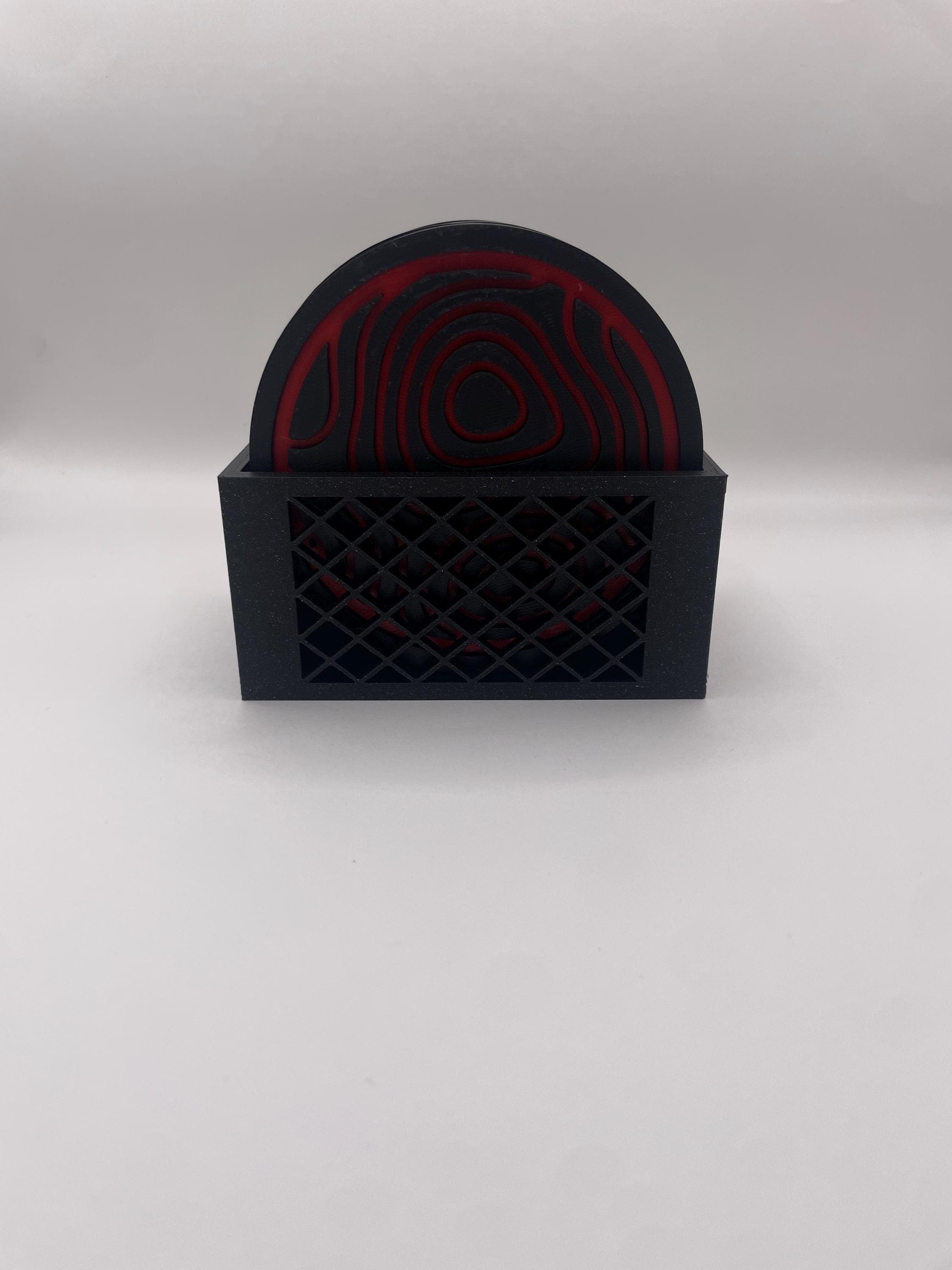 Abstract Coaster Set with Holder - 3d Printed Contour Map Drink Table Coaster For Housewarming Gifts - image 4