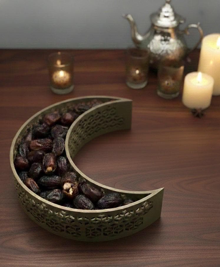 3D Printed Ramadan Moon and Star Tray, Islamic Eid Geometric Table Decor, Ramadan Mubarak Gift, Crescent Moon Dish, Iftar Party Centerpiece - image 3