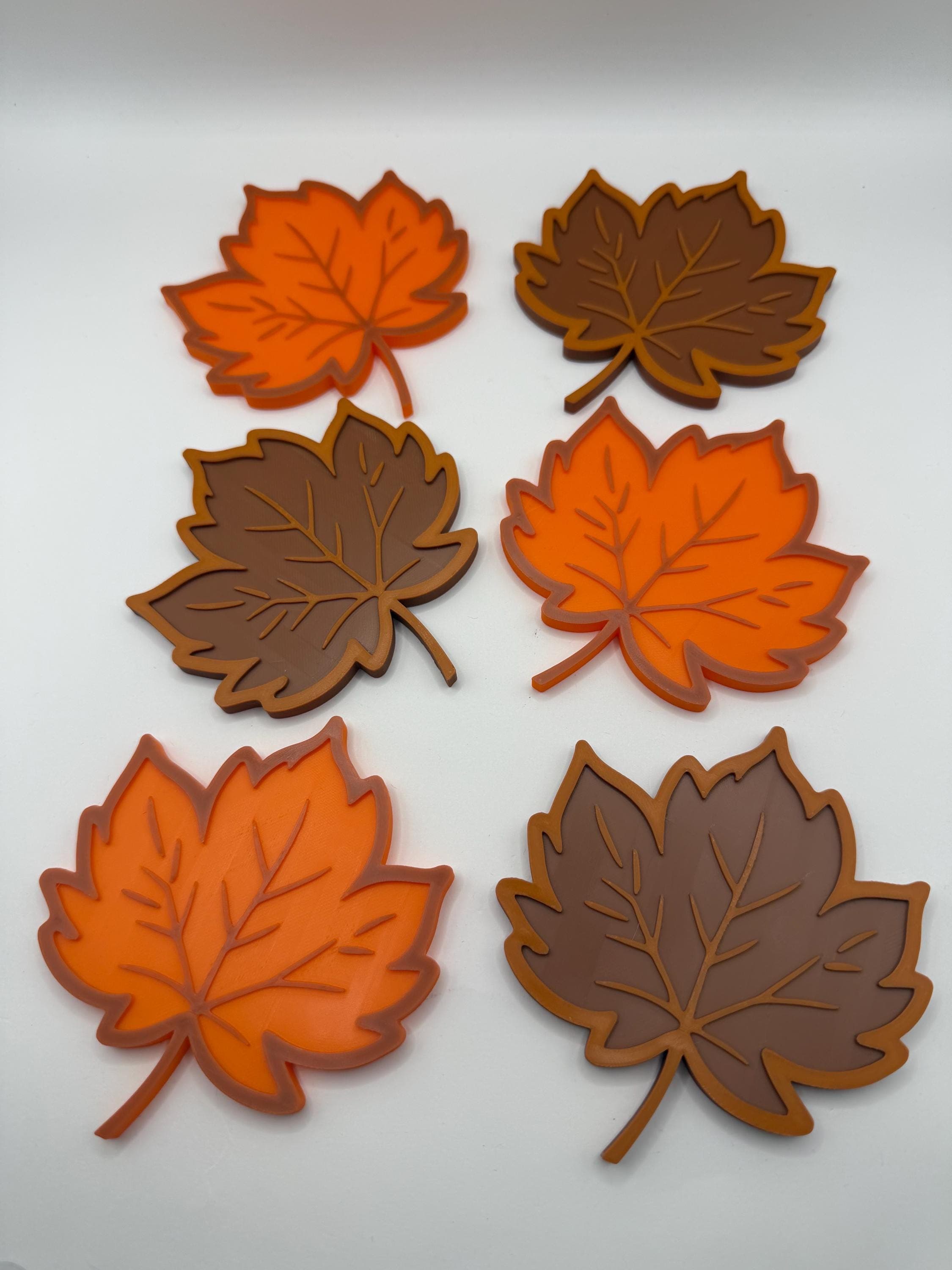 Maple Leaf Coaster Set with Holder, Fall Decor Drink Coasters, Autumn Tabletop Accessory, Brown and Orange Coasters, Housewarming Gift - image 5