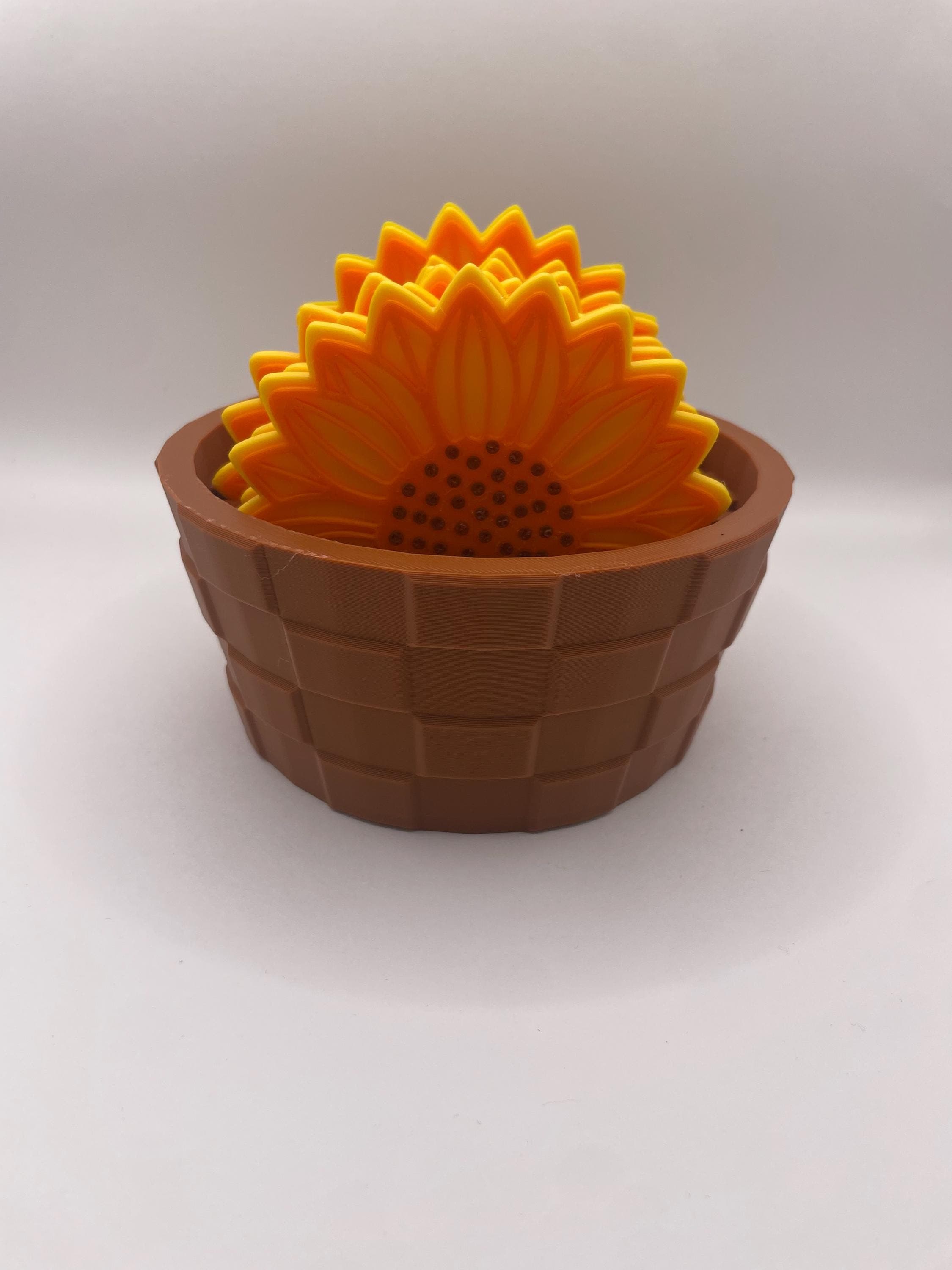 Sunflower Coaster Set with Pot Holder | Set of 6 Cute Floral Coasters | Farmhouse Kitchen Decor & Coffee Table Accessory | Housewarming Gift - image 5