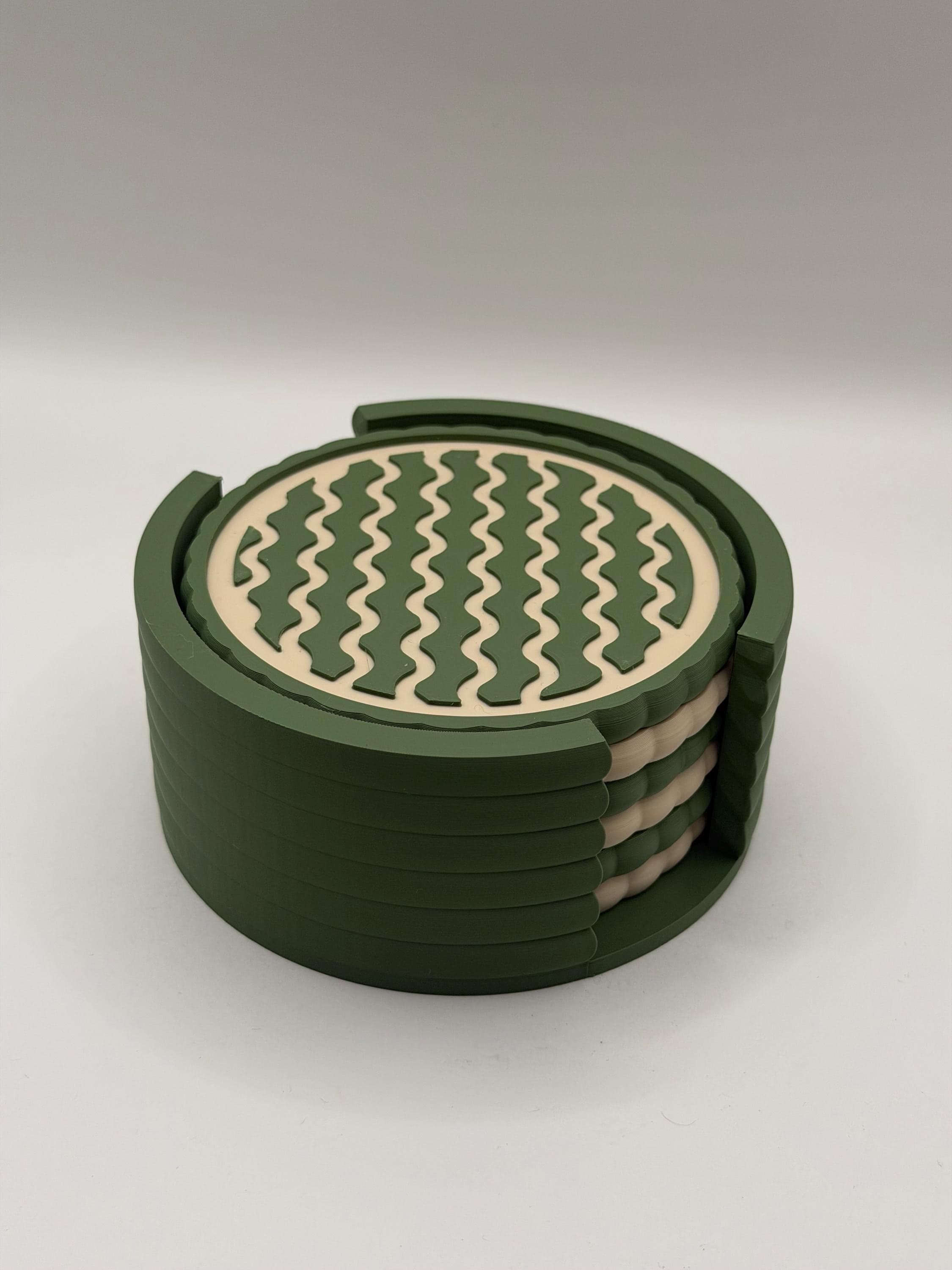 Modern Wavy Coaster Set of 6 with Holder - 3D Printed Drink Coasters for Home Decor - Unique Housewarming Gift - Waveform Series - image 5