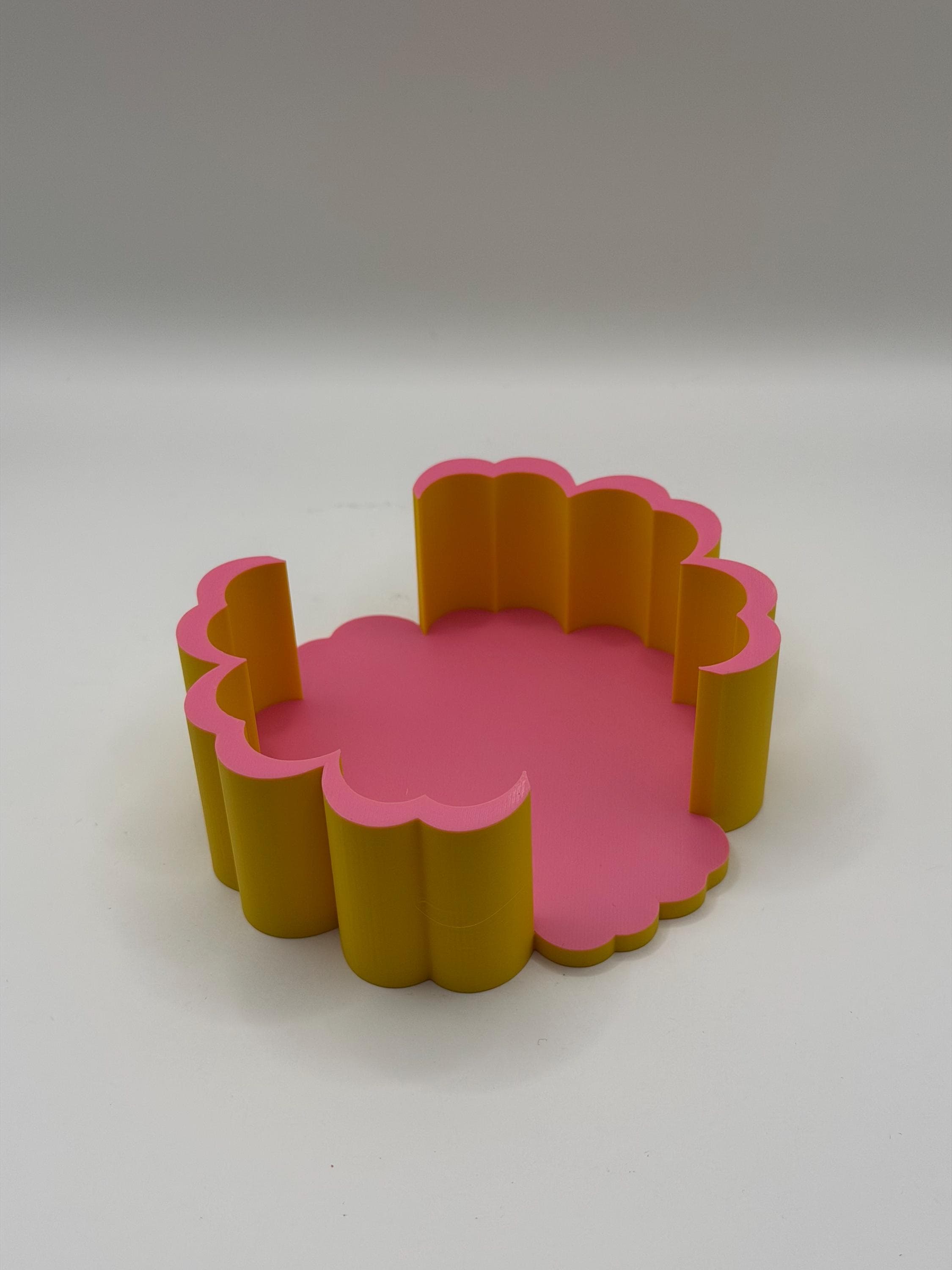 Flower Coasters for Drinks - 3D Printed Floral Coasters Set of 6 with Holder - Modern Pink and Yellow Table Decor - Unique Housewarming - image 5
