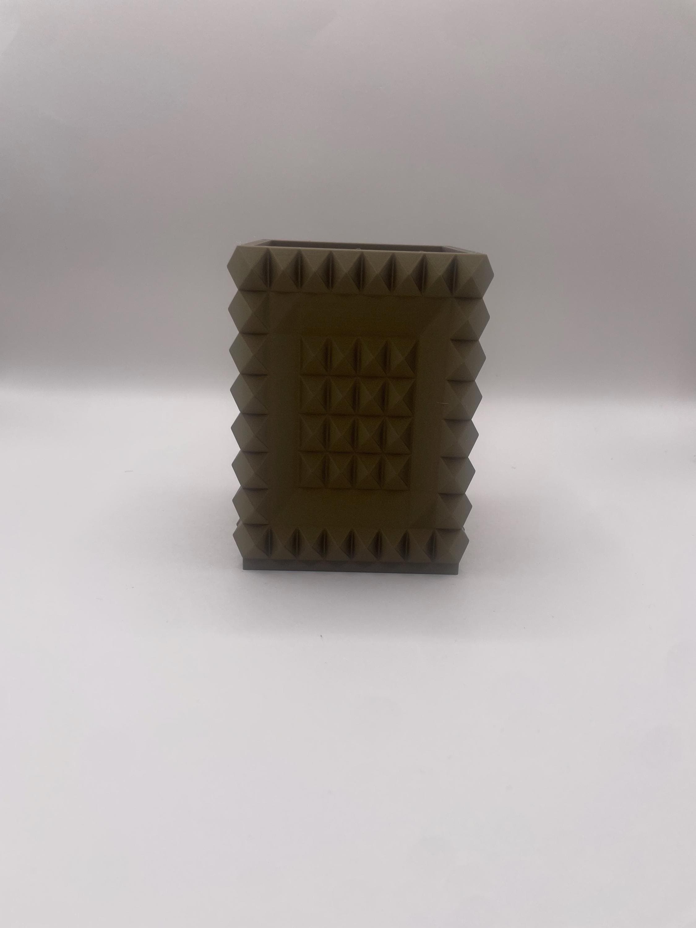 Studded Desk Organizer | Bronze Pen Holder for Office Decor | Unique Pyramid Texture Pencil Cup | Modern Workspace Accessory - image 4