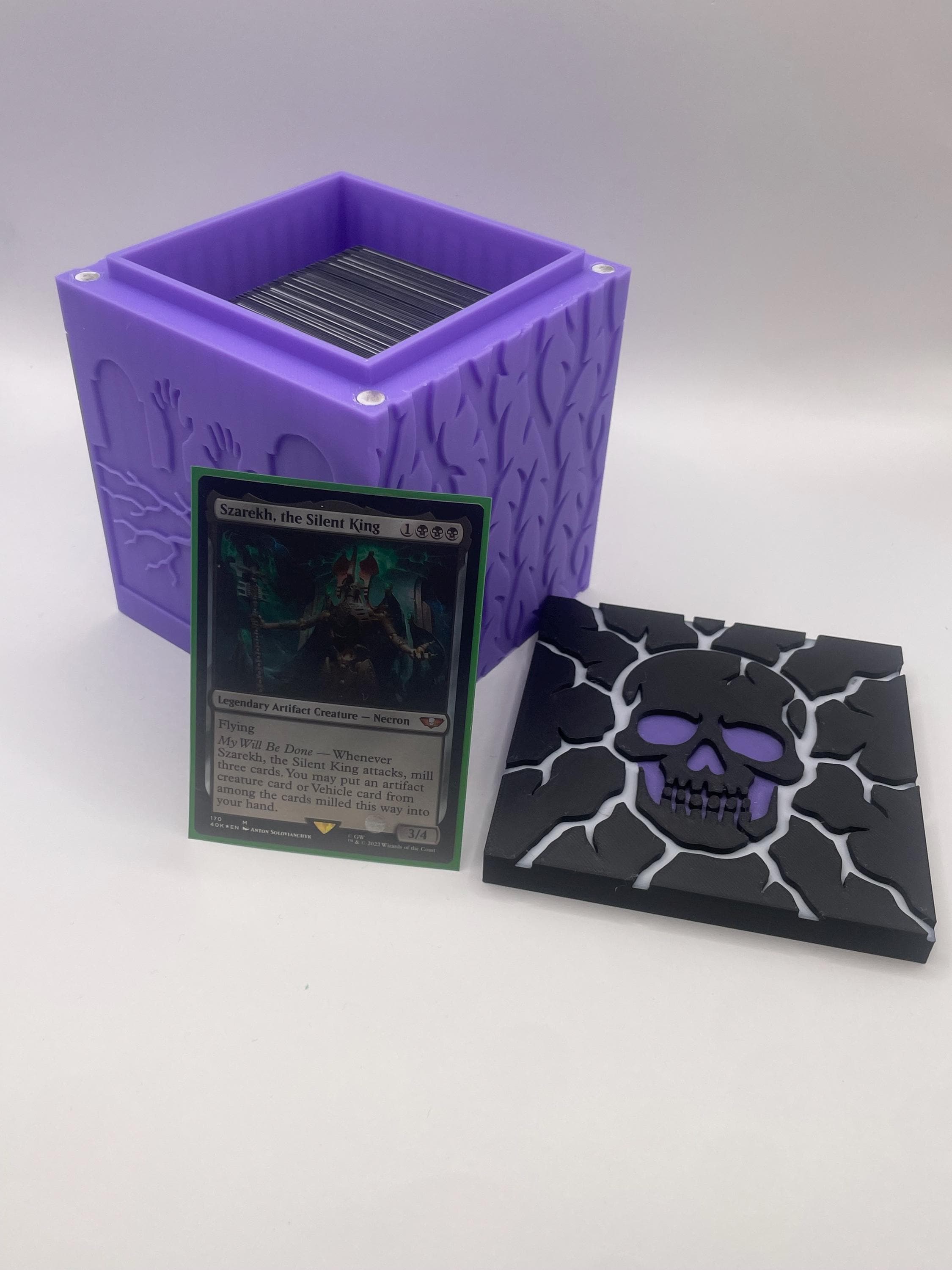 3D Printed MTG Inspired, Black Mana Deck Box, Dark Arts Storage Box for Game Cards - Spooky, Skull & Graveyard Theme - Fantasy Card Holder - image 5