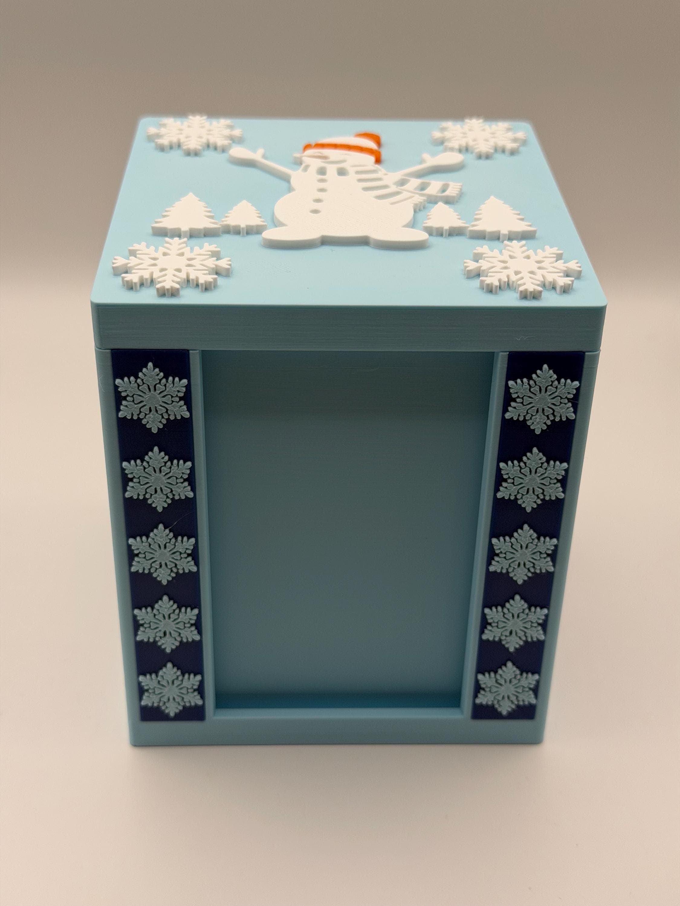MTG EDH Deck Box | Frost Winter Snowman Theme Deck Box Commander Showcase Display Slot with Toploader | Magnetic Top Gaming Cards Organizer - image 3
