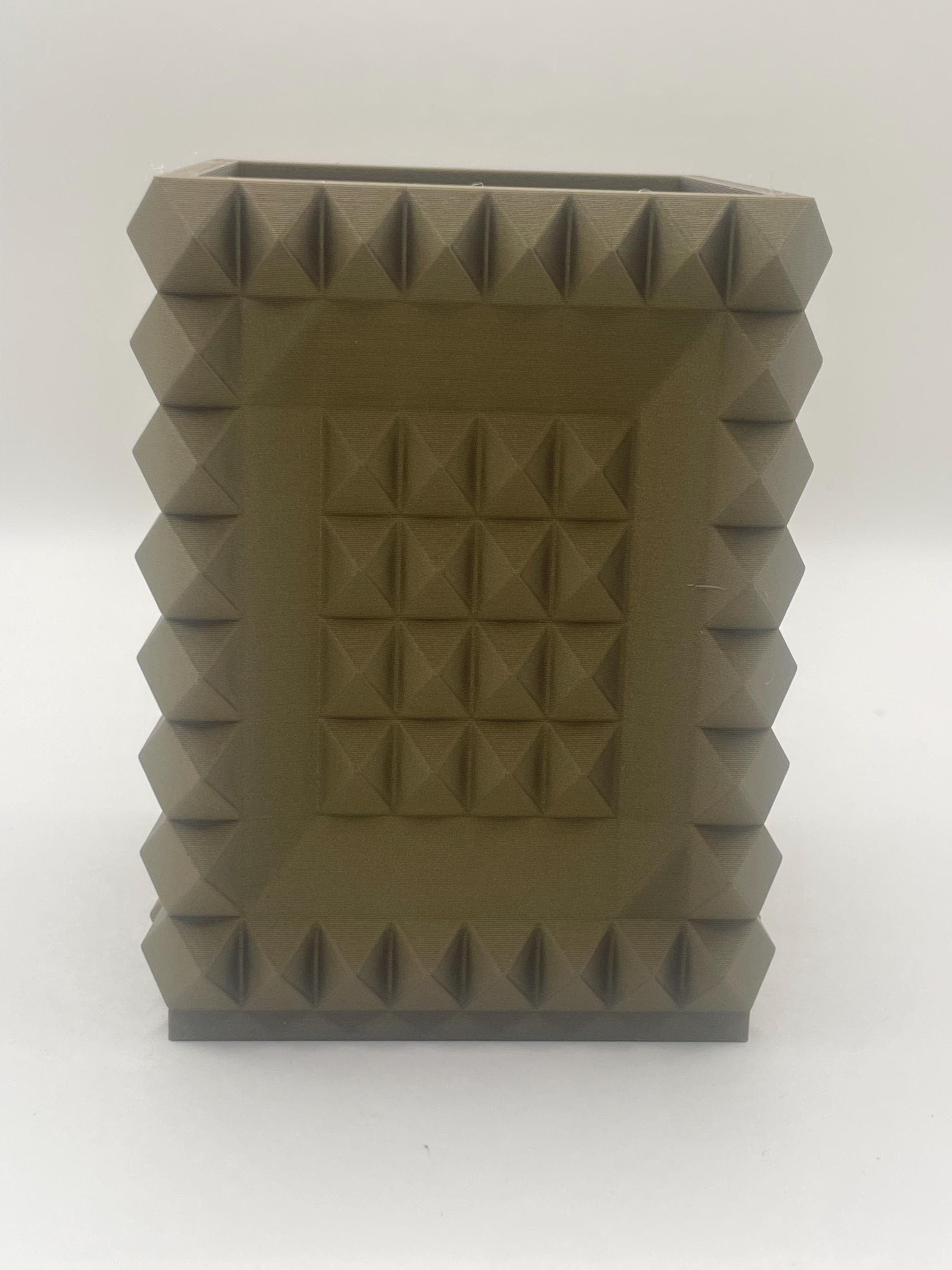 Studded Desk Organizer | Bronze Pen Holder for Office Decor | Unique Pyramid Texture Pencil Cup | Modern Workspace Accessory - image 5