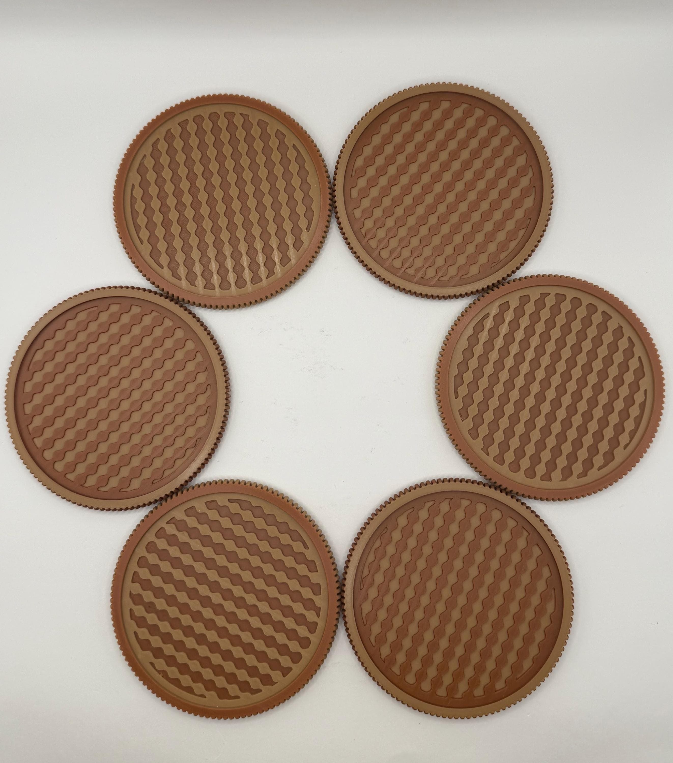 Modern Ribbed Wavy Coaster Set of 6 with Holder - 3D Printed Drink Coasters for Home Decor - Unique Housewarming Gift - Waveform Series - image 3