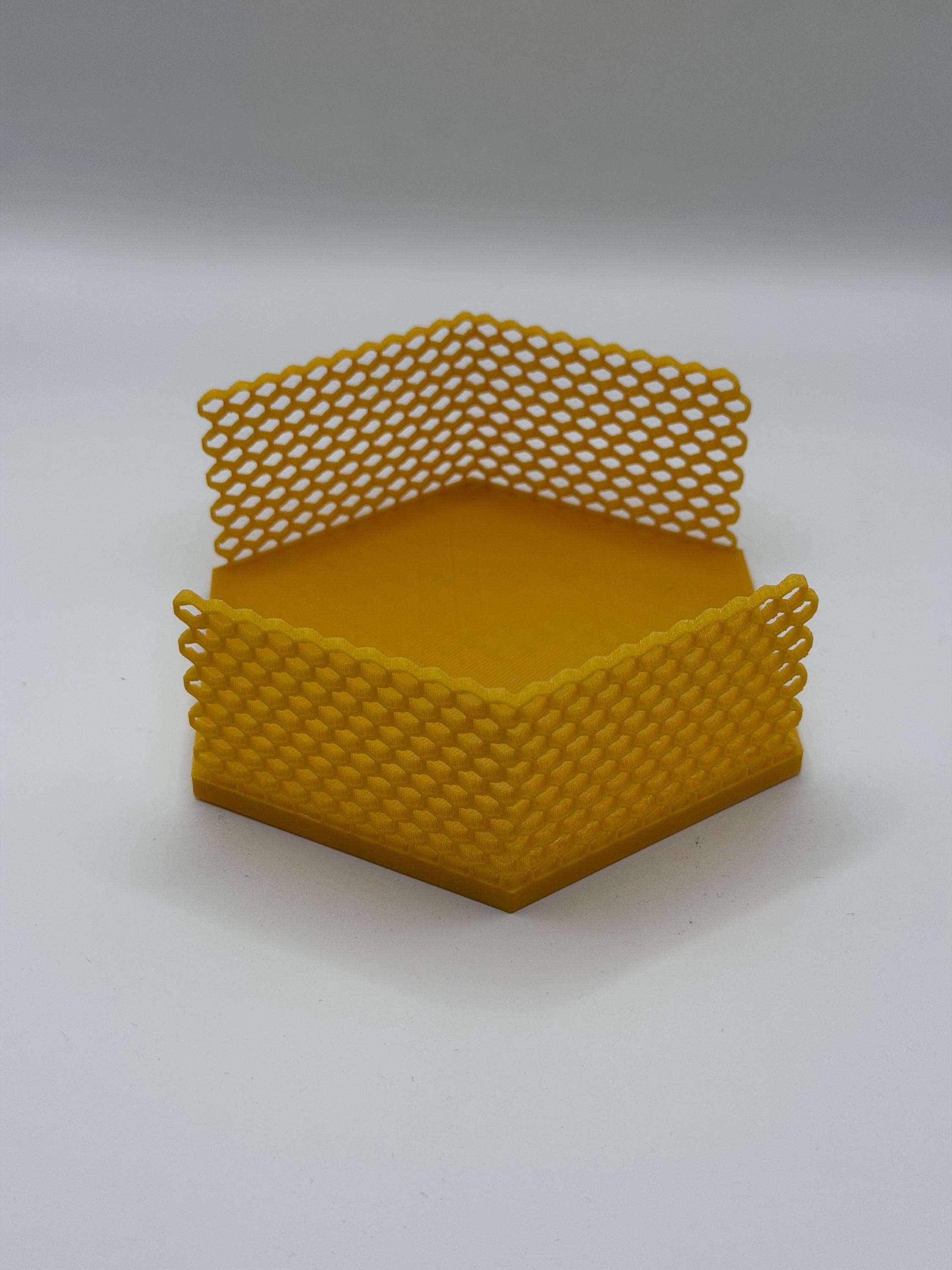 3D Printed Honeycomb Coaster Set with Holder | Modern Hexagon Drink Mats, Yellow Home Decor | Housewarming Gift | Geometric Table Decor - image 4