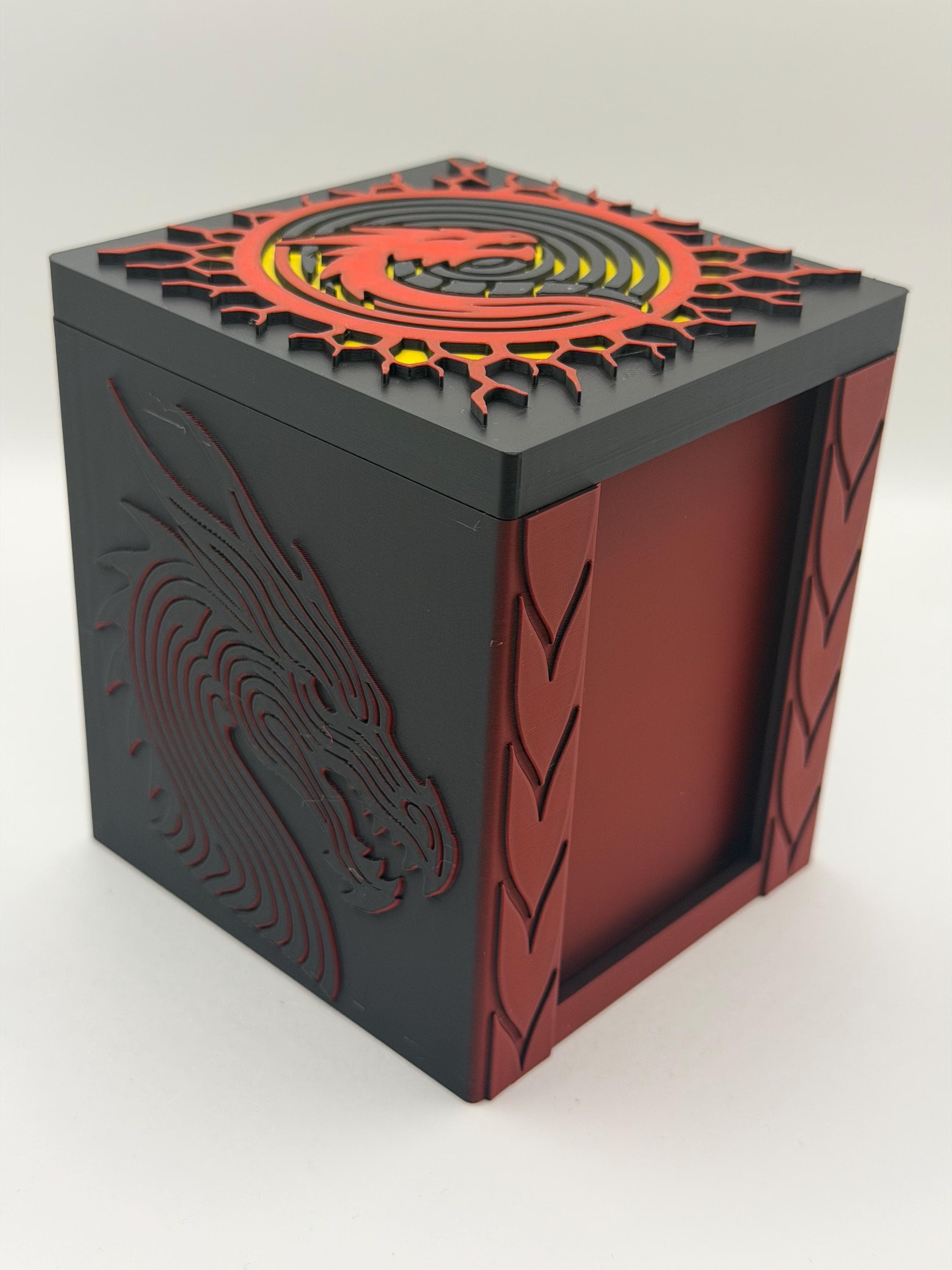 MTG Dragon Deck Box | Commander EDH Deck Box | TCG Card Storage | Fantasy Dragon Toploader Display Frame | Magnetic Lid Deckbox - image 4