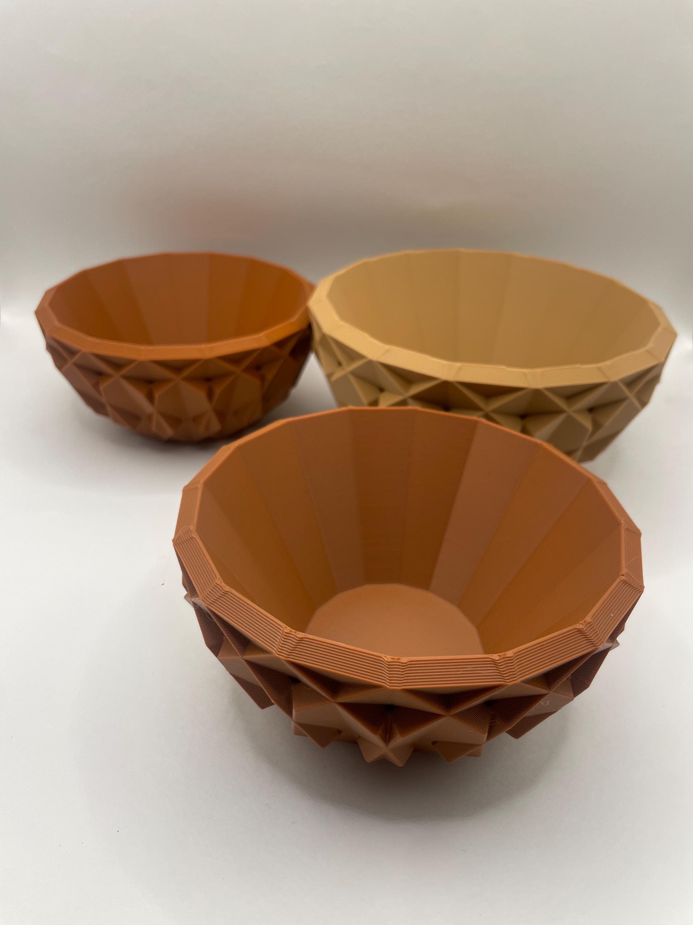 3D Printed Rustic Serving Bowls Set of 3 | Unique Two-Tone Farmhouse Snack Dishes | Modern Home Decor | Housewarming Gift - image 3