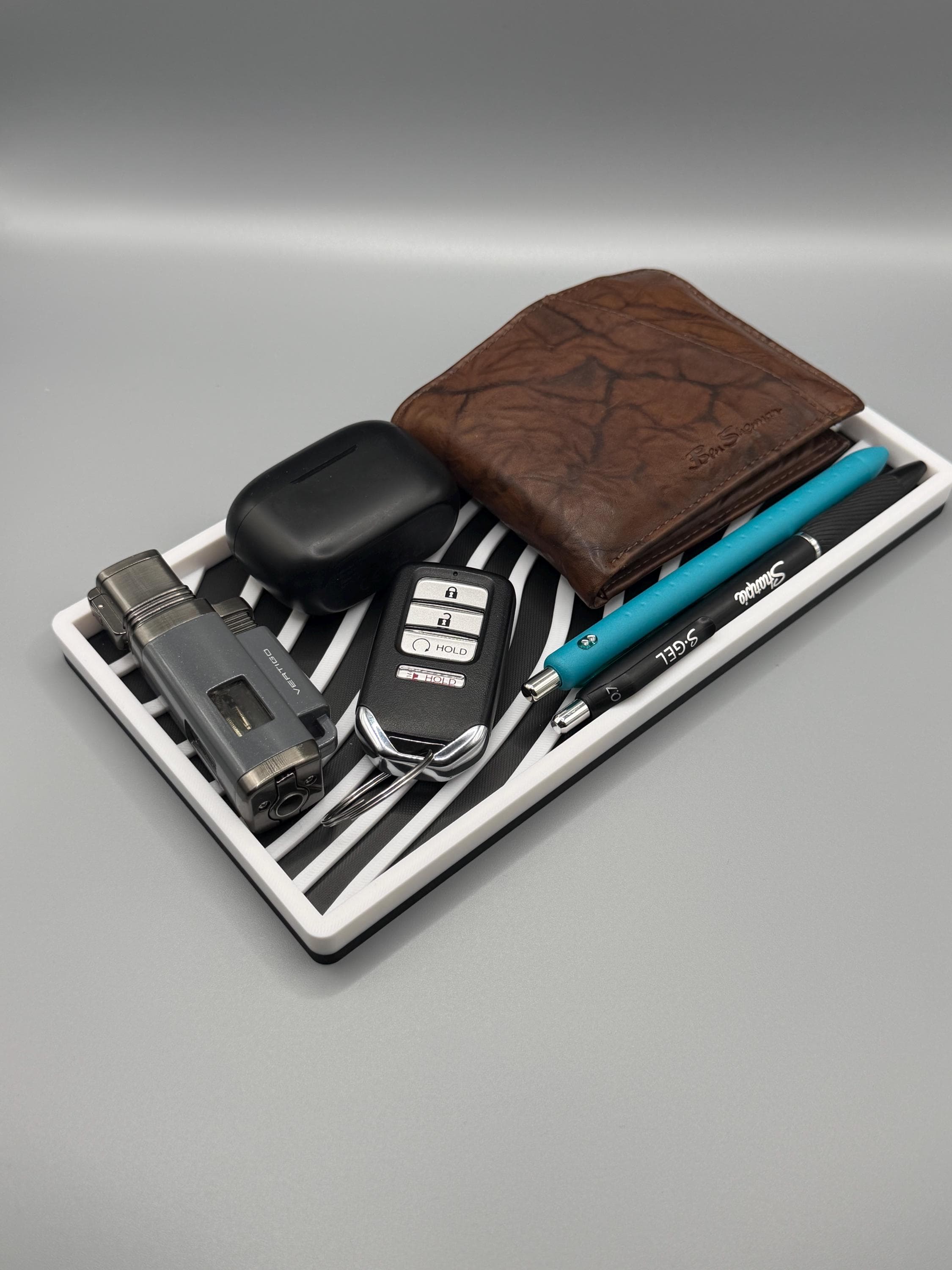 Abstract Line Valet Tray - Modern 3D Printed EDC Organizer - Topographic Desk Catchall - Nightstand Zebra Print Tray - Unique Office Decor - image 5