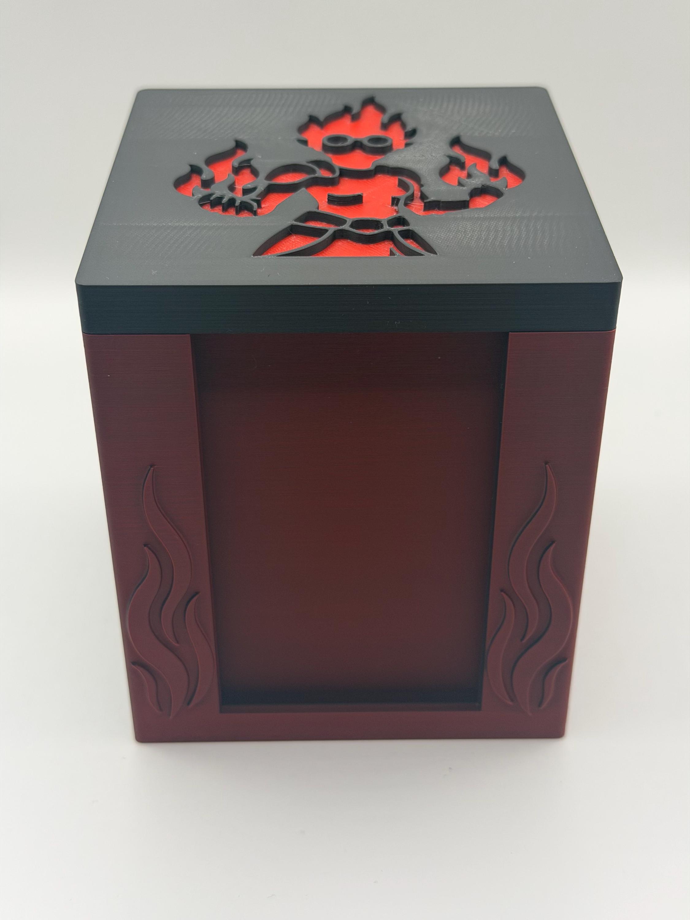 MTG EDH Deck Box | Fire Aggro Theme Deck Box  Commander Showcase Display Slot with Toploader | Magnetic Top Fantasy Gaming Cards Organizer - image 3