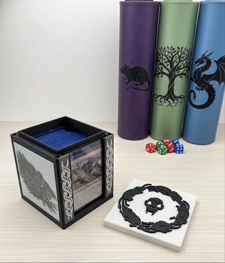 MTG EDH Deck Box | Rats Theme Deck Box  Commander Showcase Display Slot with Toploader | Magnetic Top Fantasy Gaming Cards Organizer