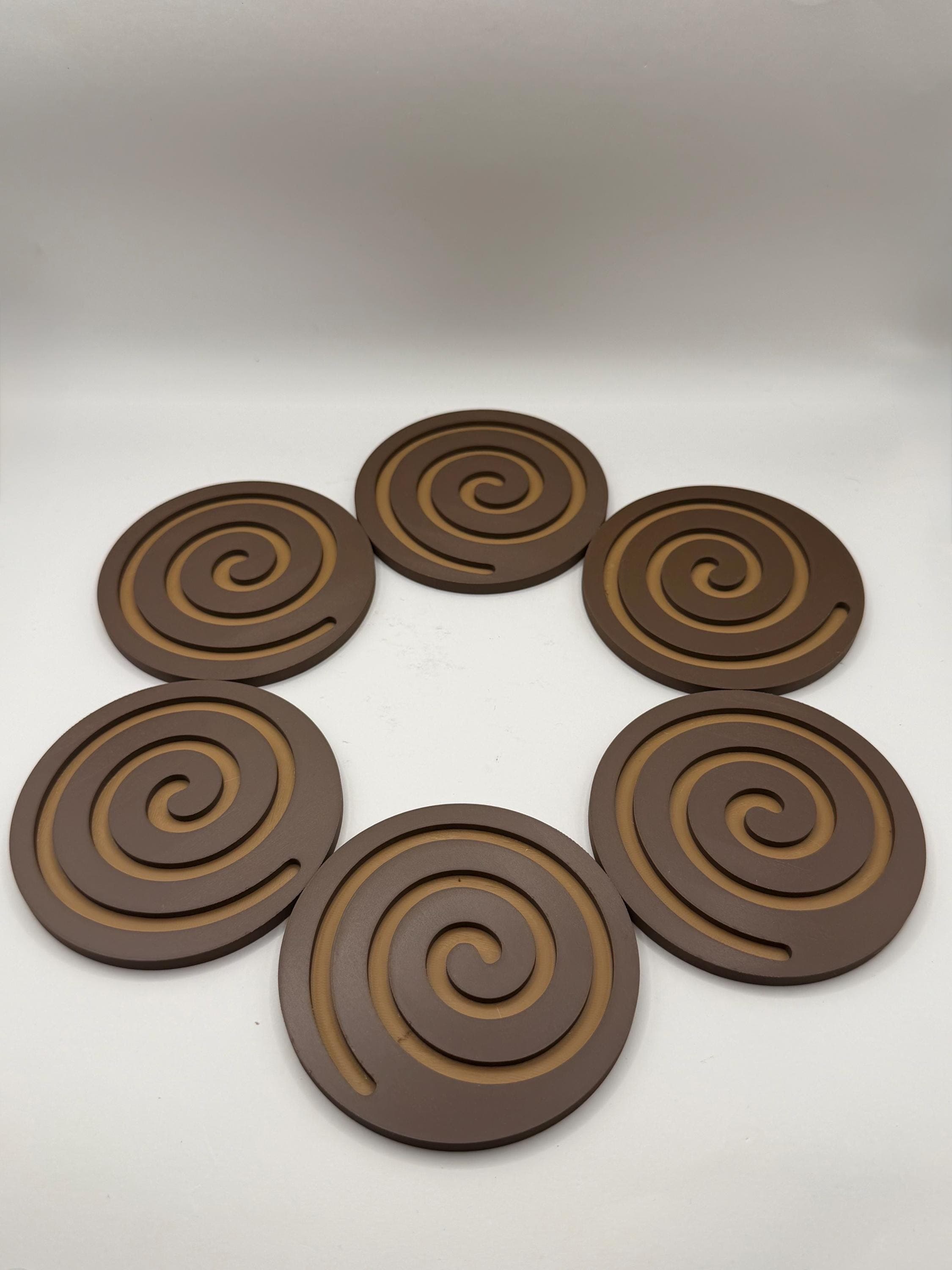 Modern Adorable Snail 3D Printed Coaster Set – 6-Piece Minimalist Cute Spiral Drink Coaster Holder – Home Decor Gift – Housewarming Gift - image 3
