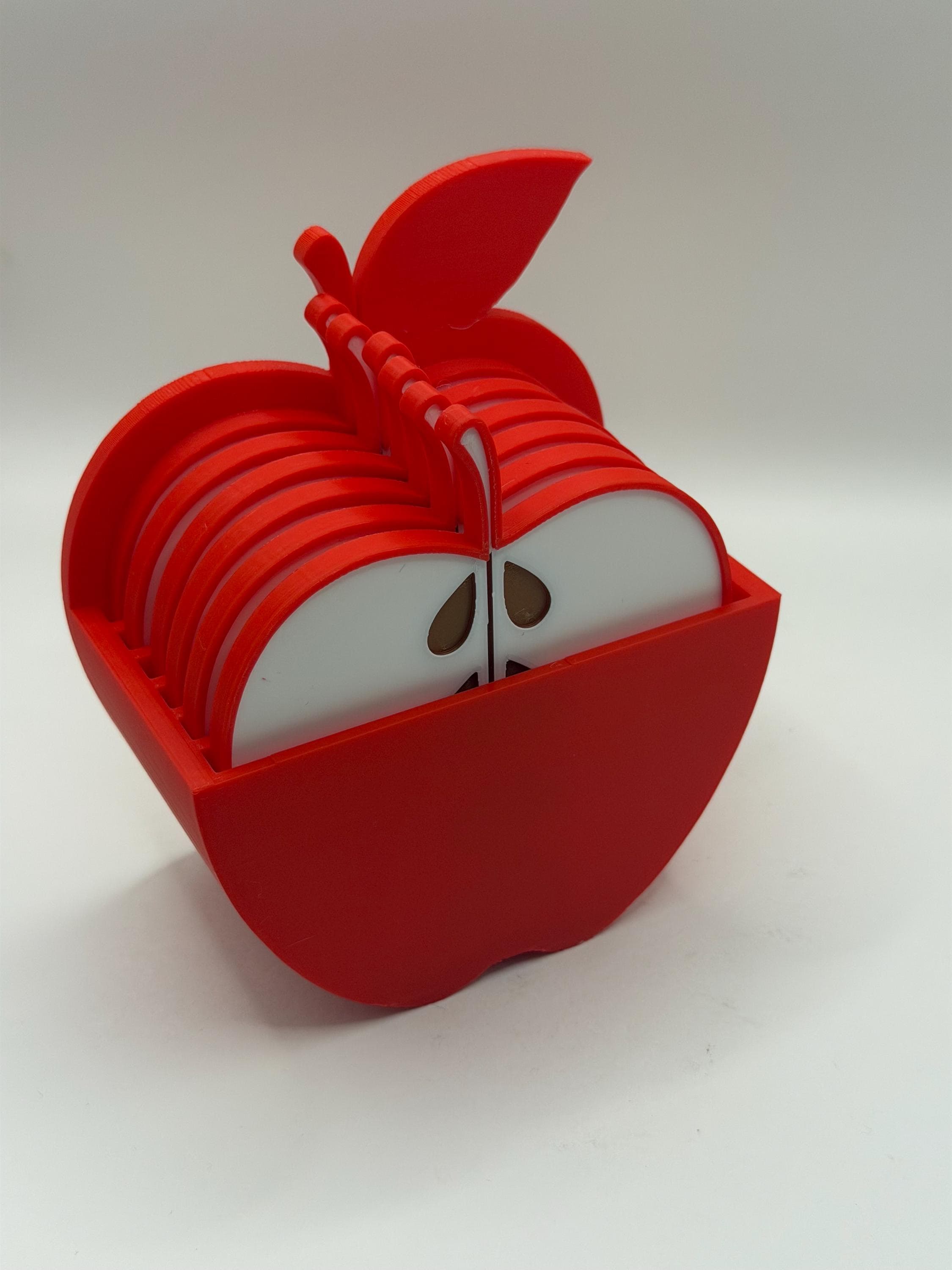 Apple Coasters Set of 6 with Holder - 3D Printed, Red Apple Decor - Classroom Gift - Desk Accessory - Drink Coasters - Teachers Appreciation - image 4