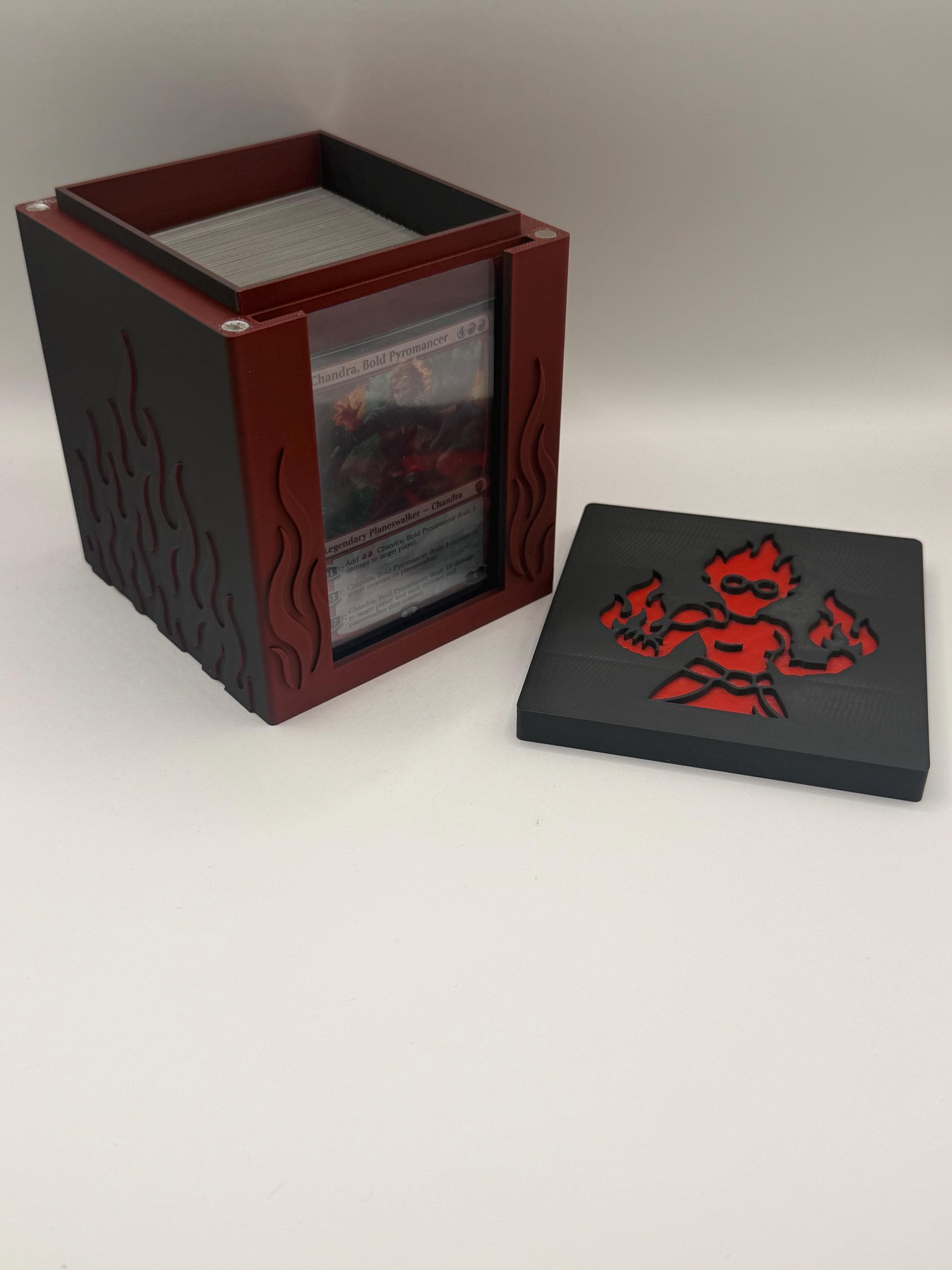 MTG EDH Deck Box | Fire Aggro Theme Deck Box  Commander Showcase Display Slot with Toploader | Magnetic Top Fantasy Gaming Cards Organizer - image 4