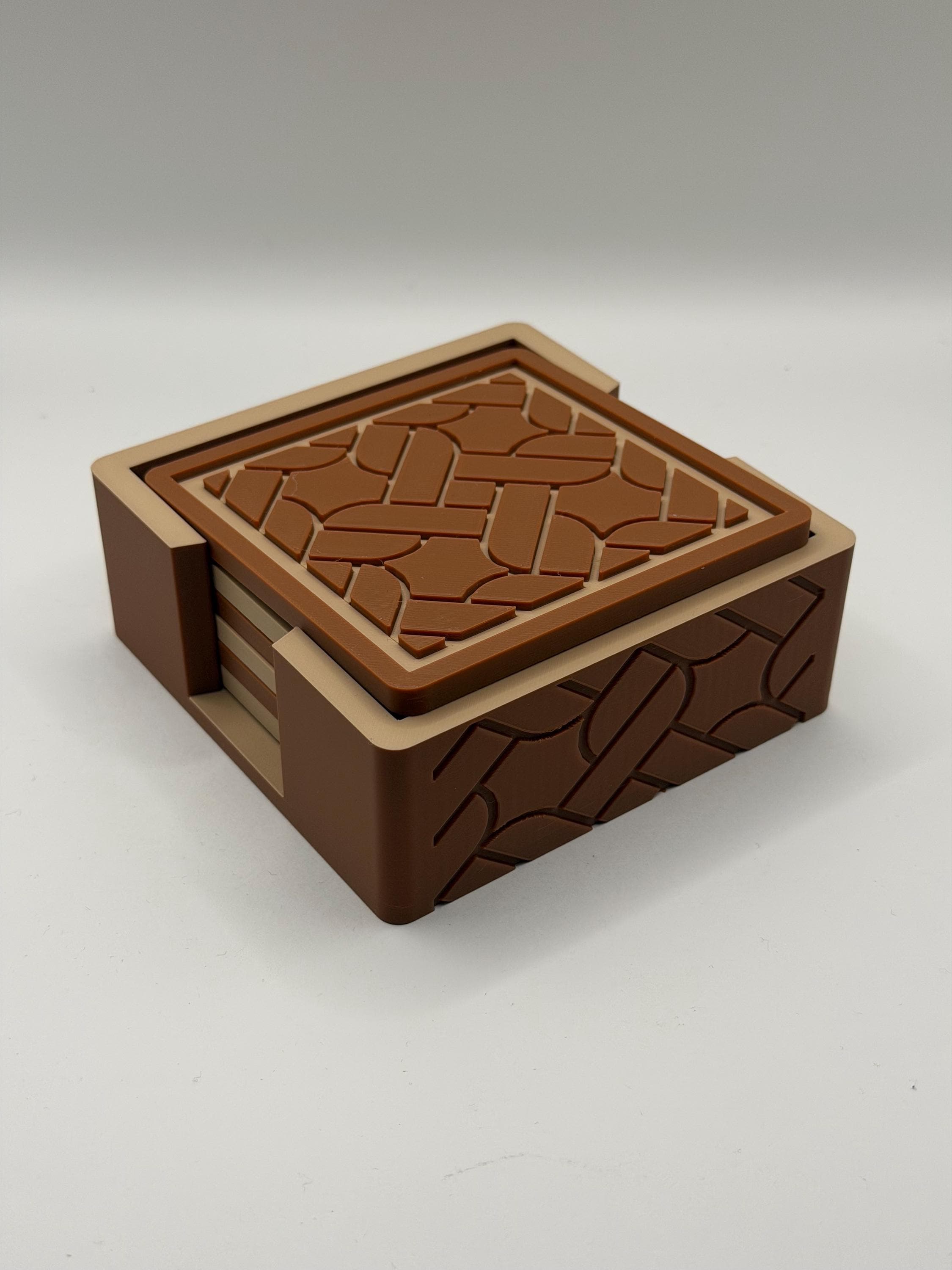 Modern Geometric 3D Printed Coaster Set with Holder, Neutral Home Decor, 6 Piece Square Coaster Set, Unique Gift, Minimalist Tableware - image 5