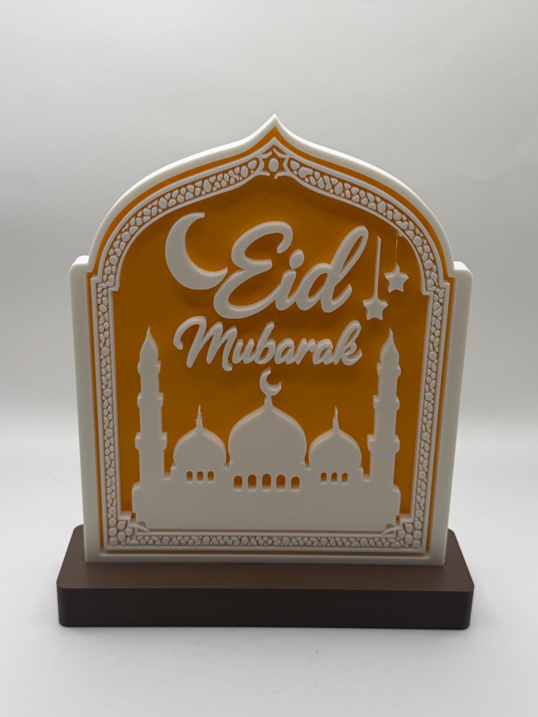 Eid Mubarak Sign - 3D Printed Islamic Table Decor - Eid Mosque Decoration - Muslim Home Decor Gift - Modern Eid Celebration Mantel Art Piece - image 3