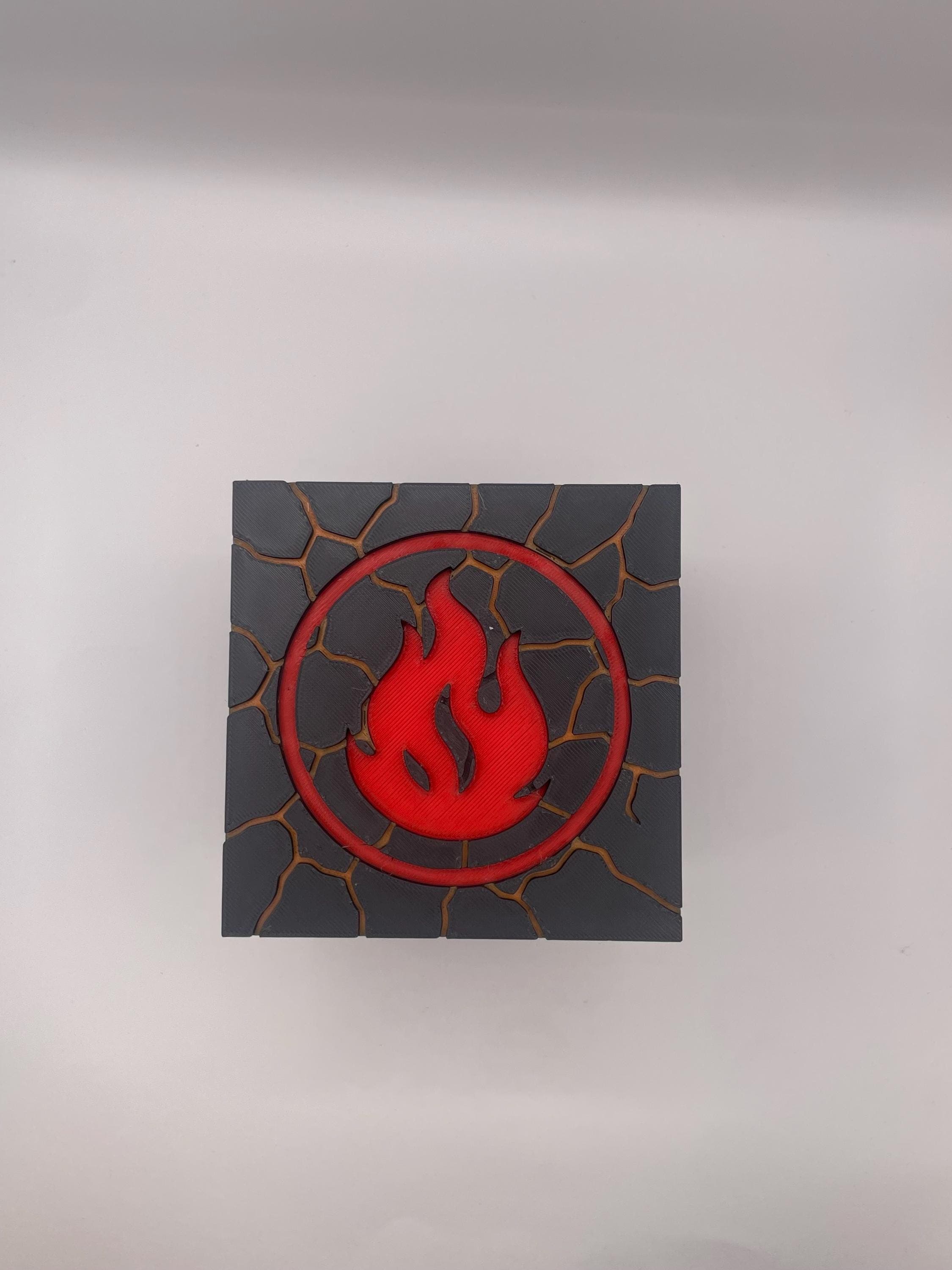 MTG EDH Inspired Red Mana Deck Box | Tabletop Gaming Storage| Cracked Earth| Flame Symbol| Lava Pattern Magnetic Box| Unique Gift for Gamers - image 4